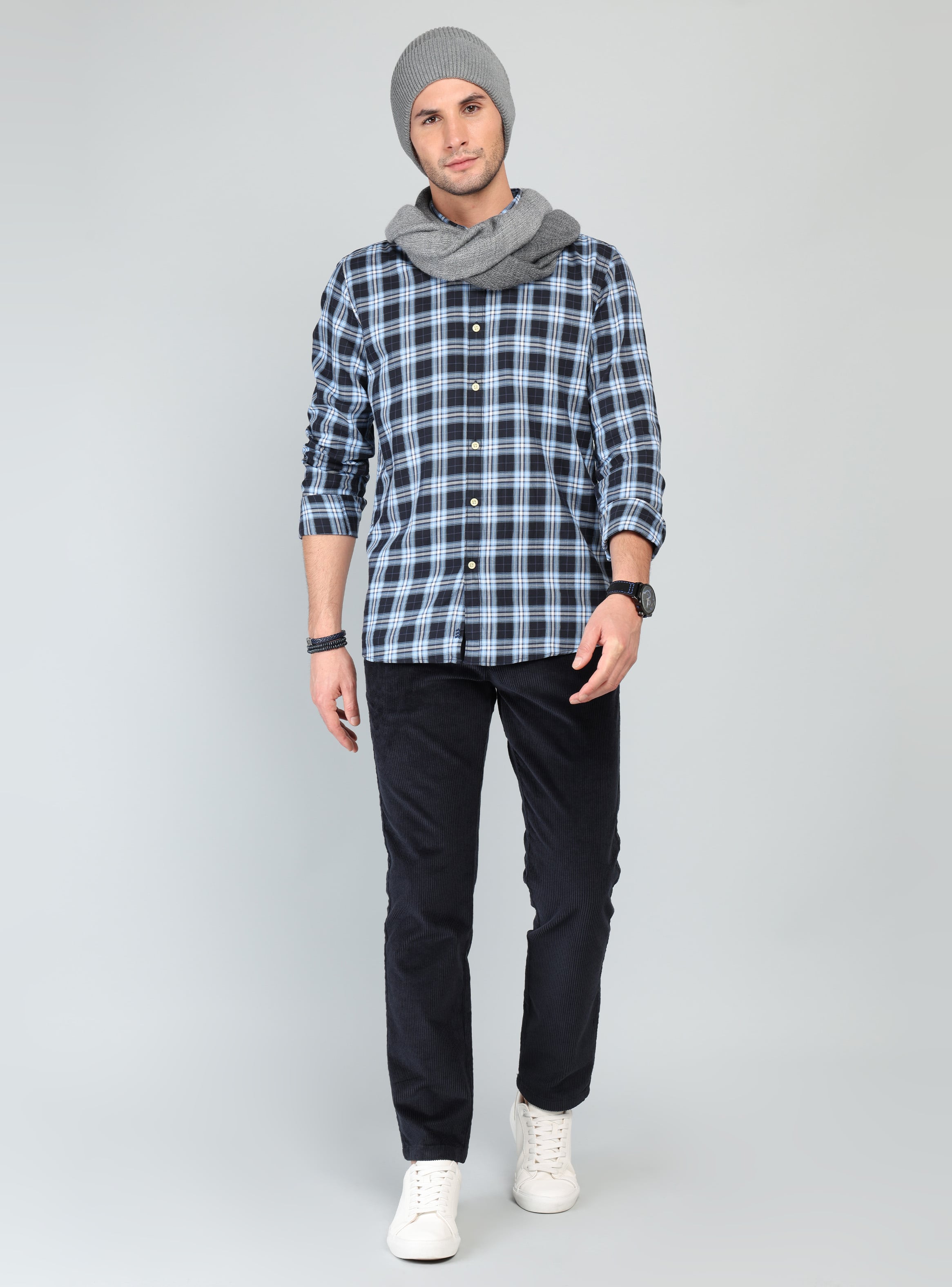 CAMISA A CUADROS REGULAR FIT AZUL MARINO ARROW - 4