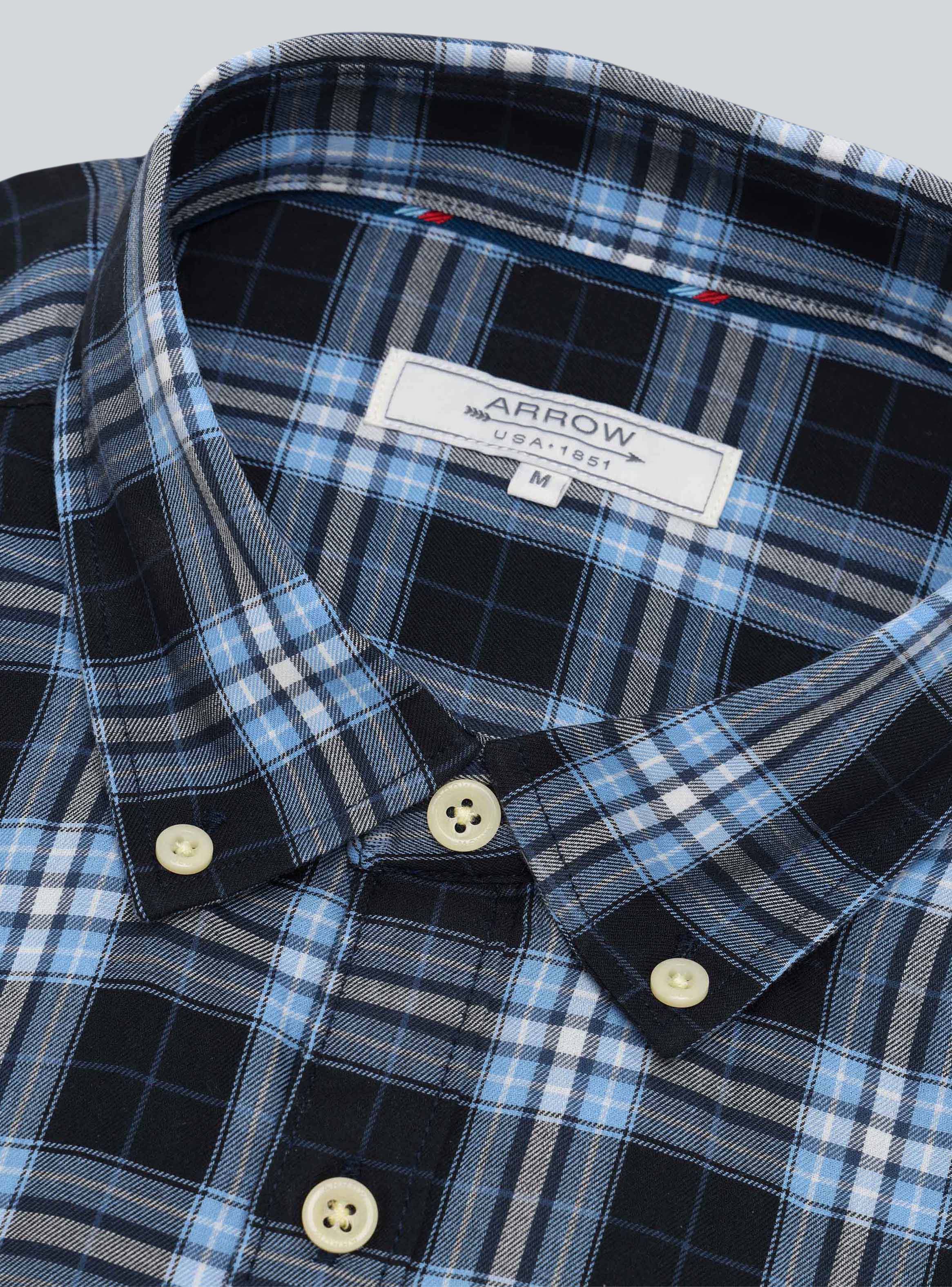 CAMISA A CUADROS REGULAR FIT AZUL MARINO ARROW - 5