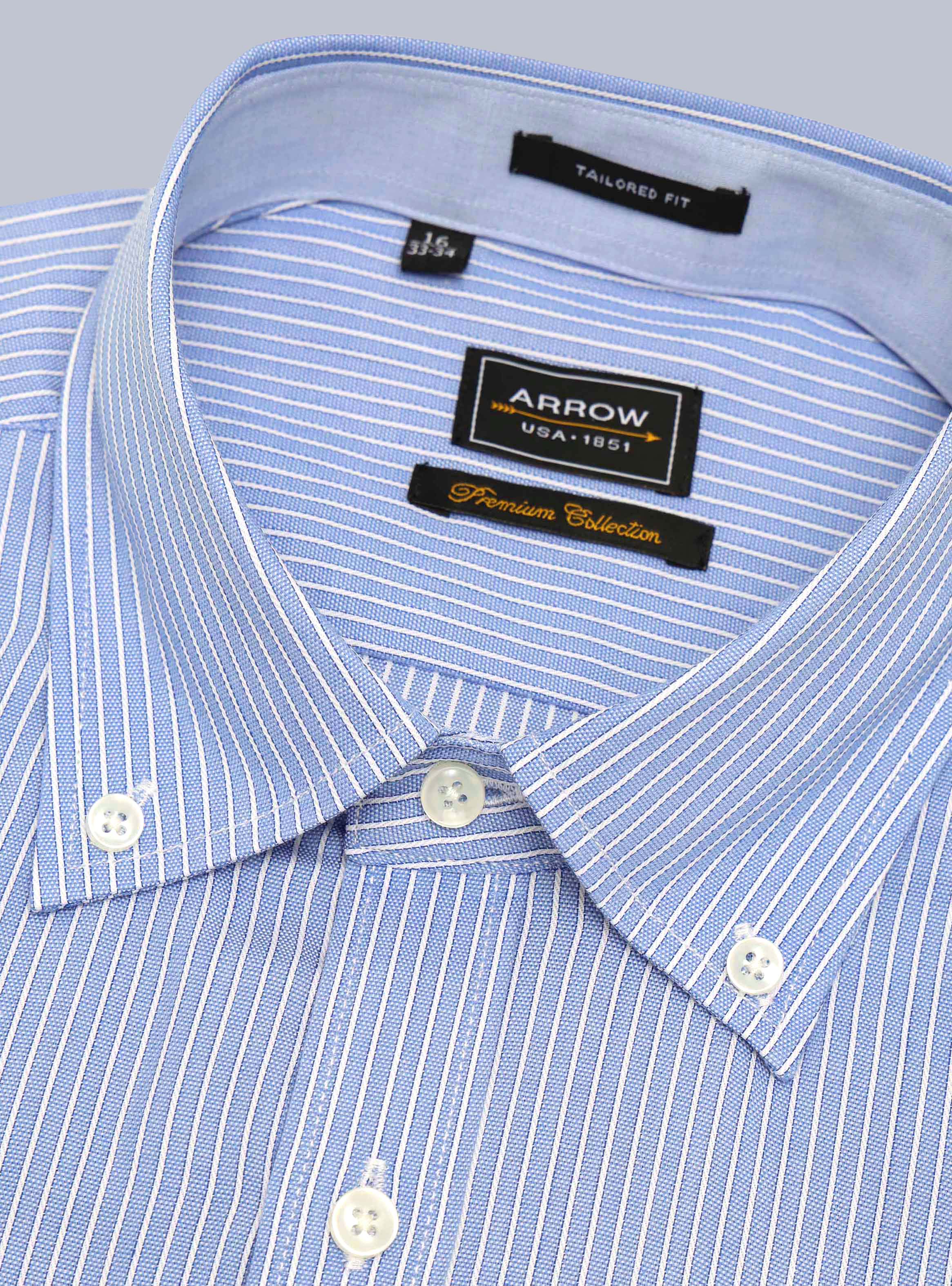 CAMISA FORMAL RAYAS TAILORED FIT CELESTE ARROW - 2