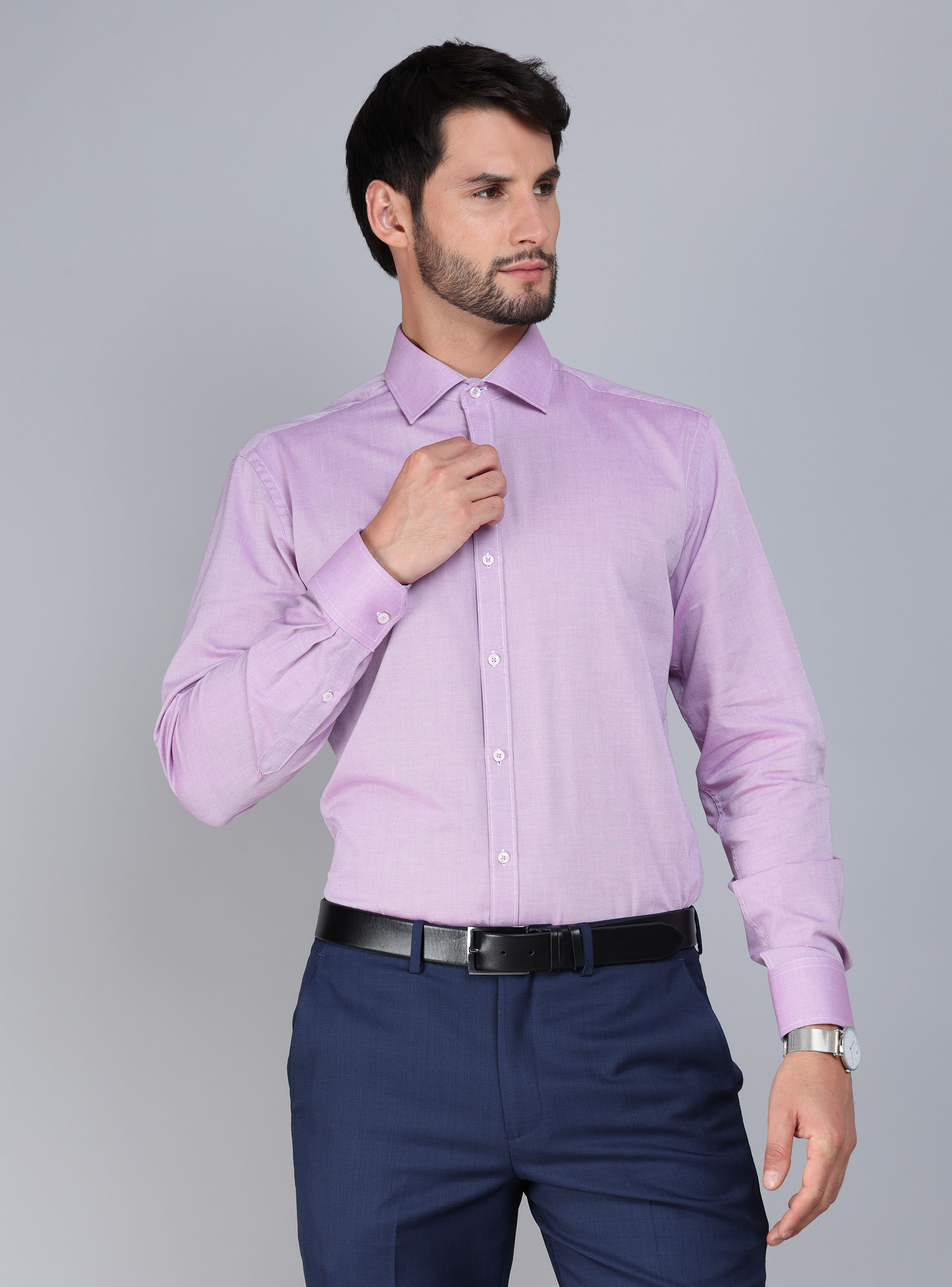 CAMISA FORMAL TEXTURADA SLIM FIT LILA ARROW - 1
