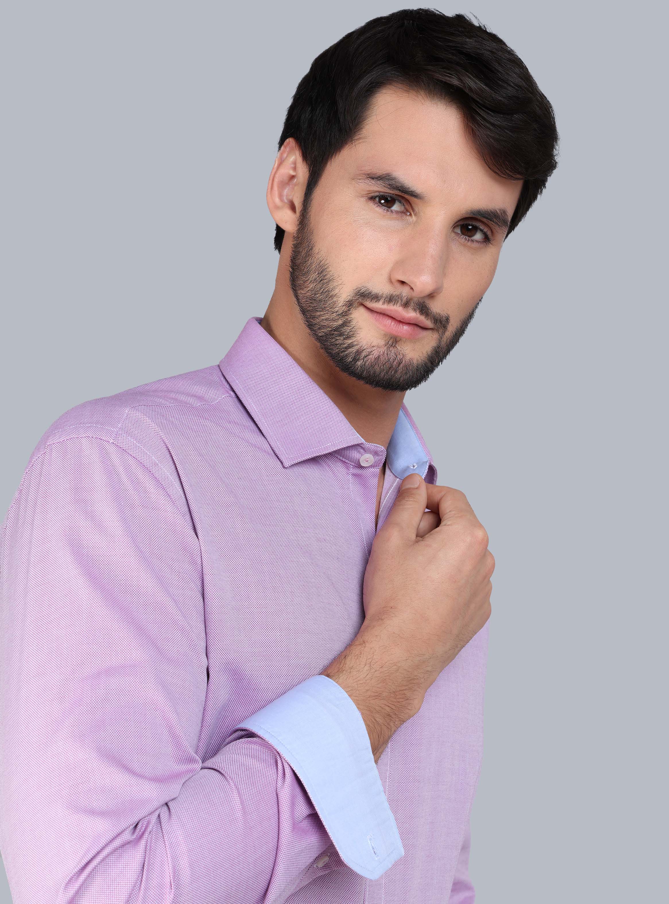 CAMISA FORMAL TEXTURADA SLIM FIT LILA ARROW - 4