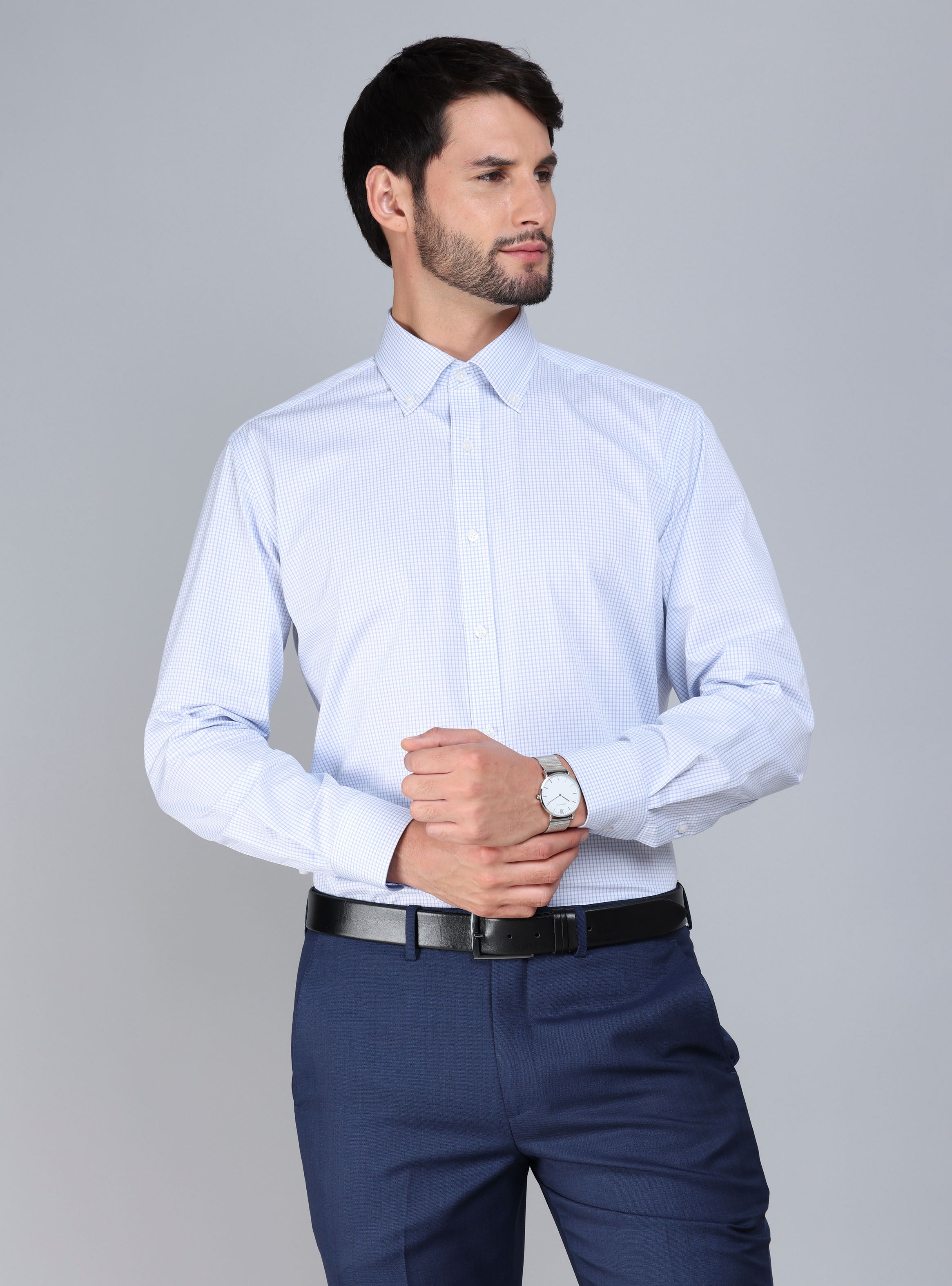CAMISA FORMAL SPANDEX SLIM FIT CELESTE ARROW - 1