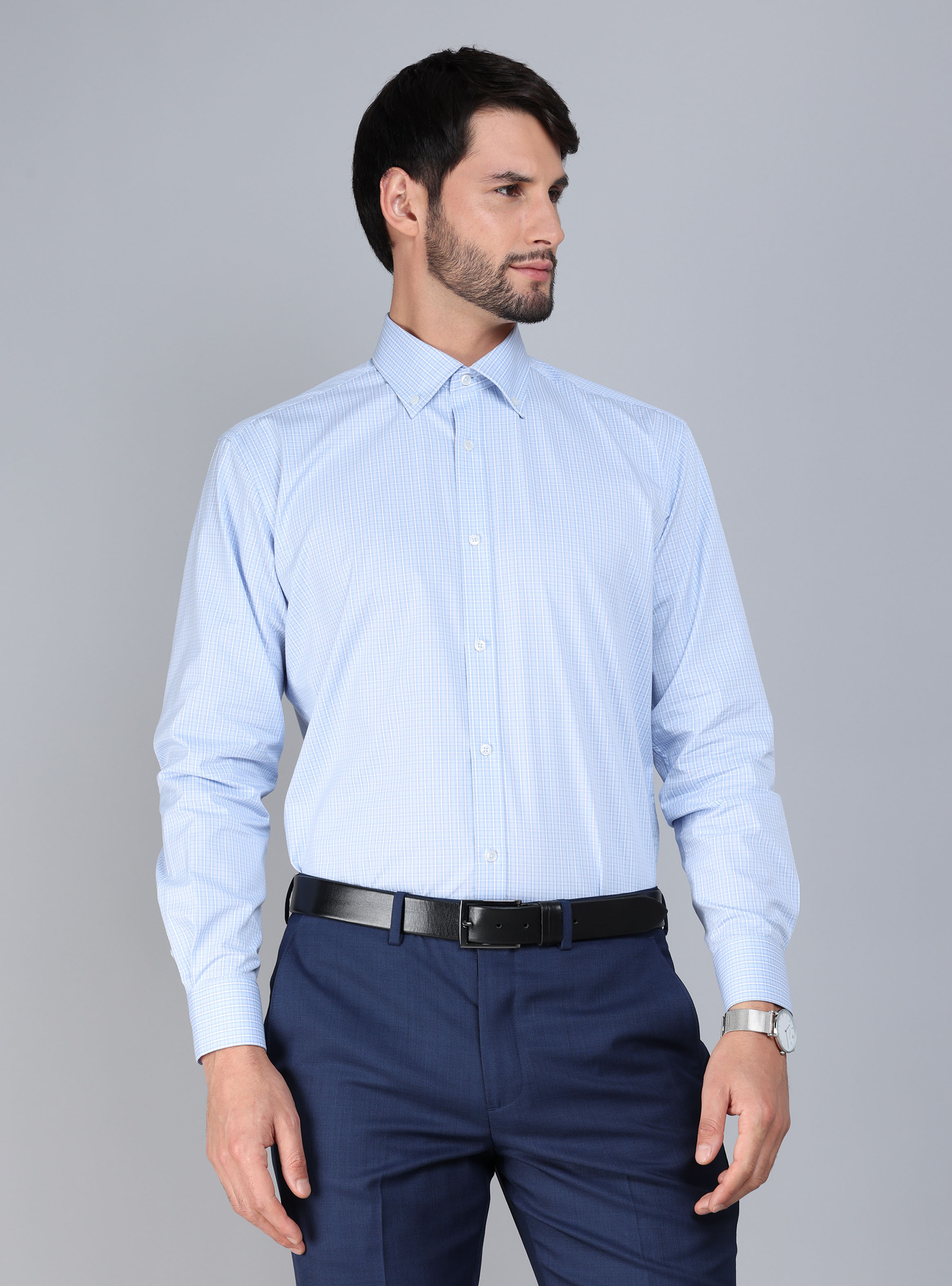 CAMISA FORMAL SPANDEX TAILORED FIT CELESTE ARROW - 1