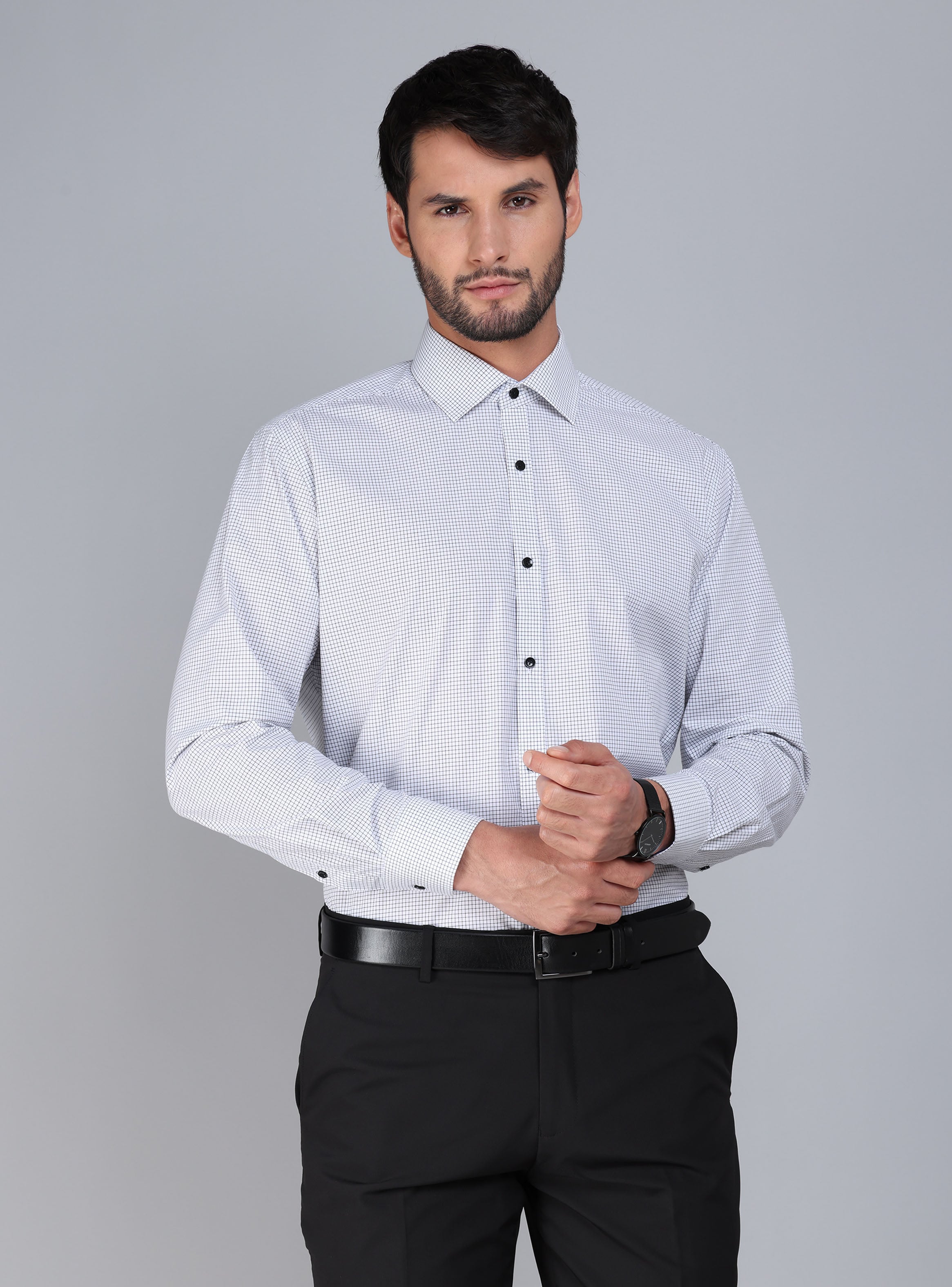 CAMISA FORMAL CUADROS TAILORED FIT BLANCO ARROW - 1