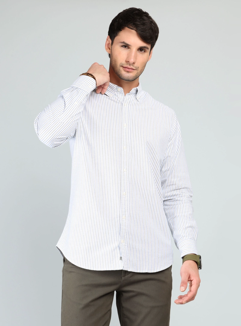 CAMISA OXFORD SPANDEX REGULAR FIT VERDE ARROW - 1