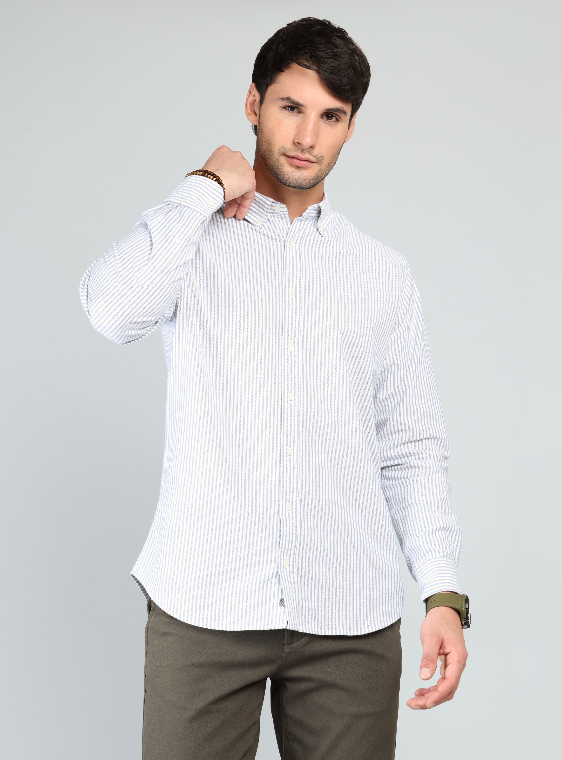 CAMISA OXFORD SPANDEX REGULAR FIT VERDE ARROW - 1