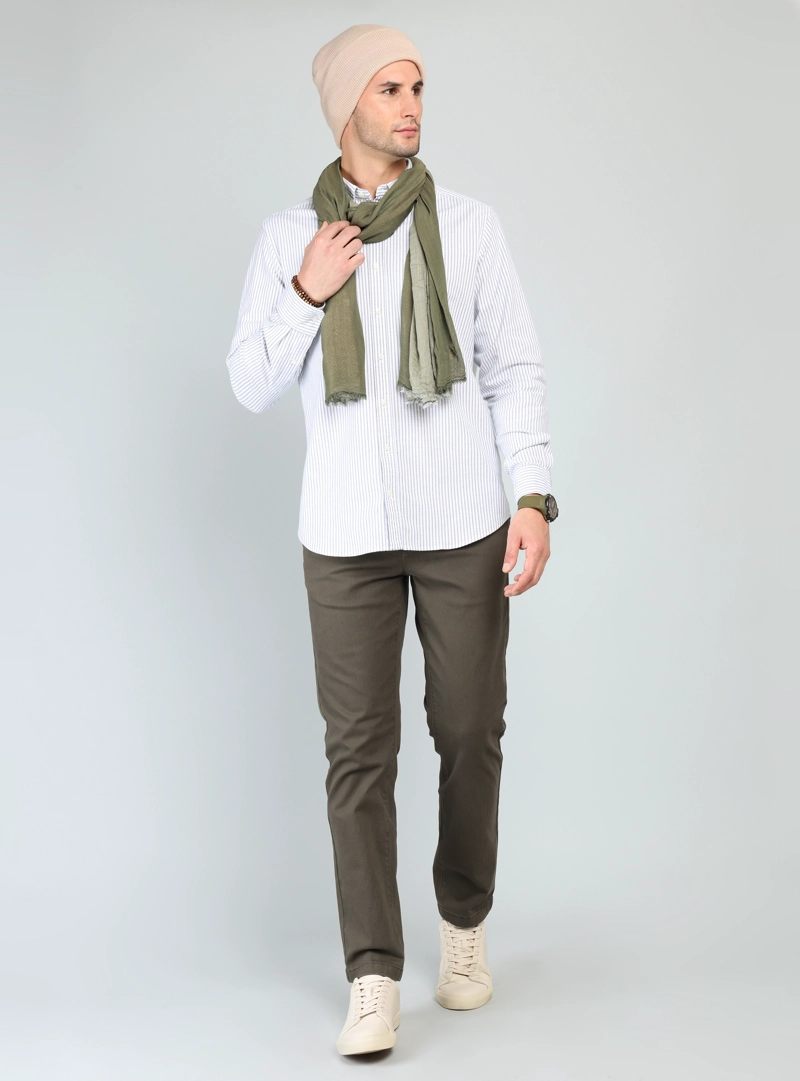 CAMISA OXFORD SPANDEX REGULAR FIT VERDE ARROW - 4