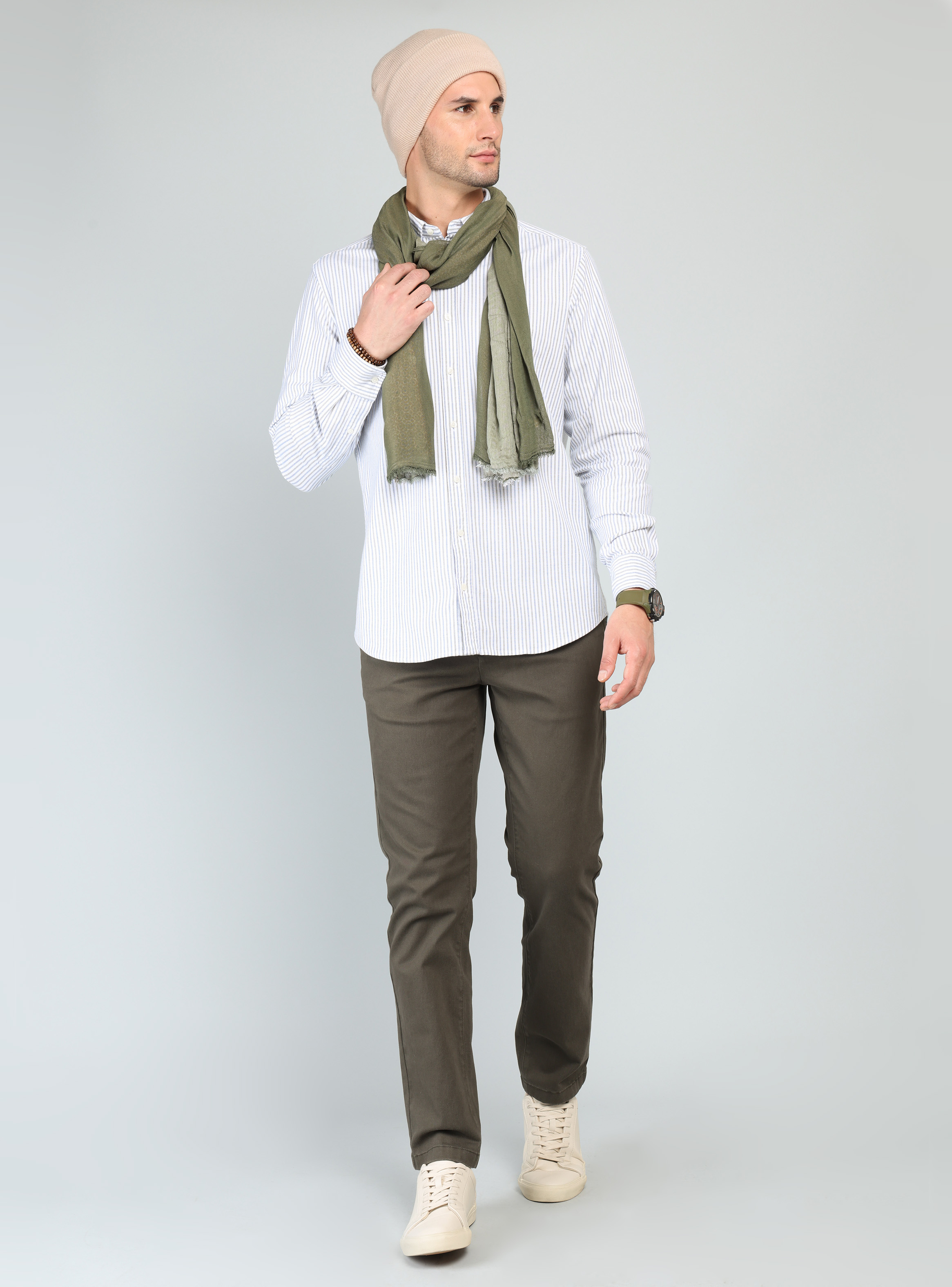 CAMISA OXFORD SPANDEX REGULAR FIT VERDE ARROW - 4
