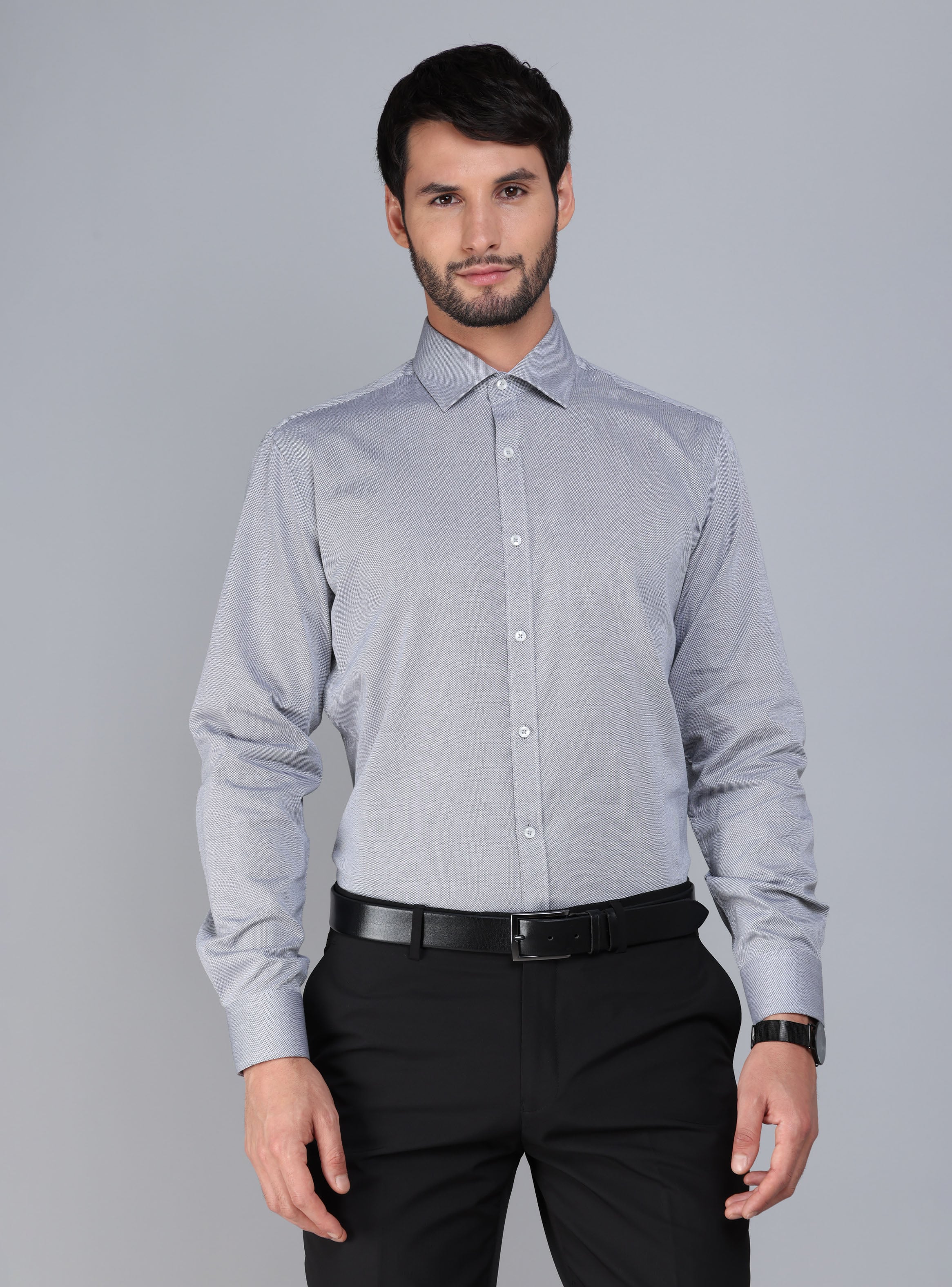 CAMISA FORMAL TEXTURADA SLIM FIT GRIS ARROW - 1
