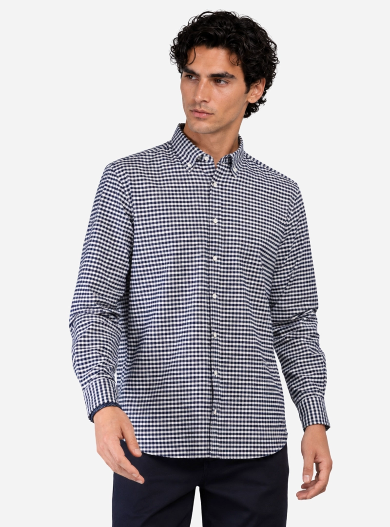 CAMISA OXFORD SPANDEX REGULAR FIT AZUL ARROW - 1