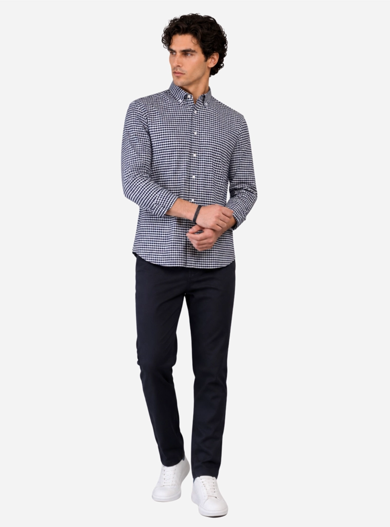 CAMISA OXFORD SPANDEX REGULAR FIT AZUL ARROW - 4