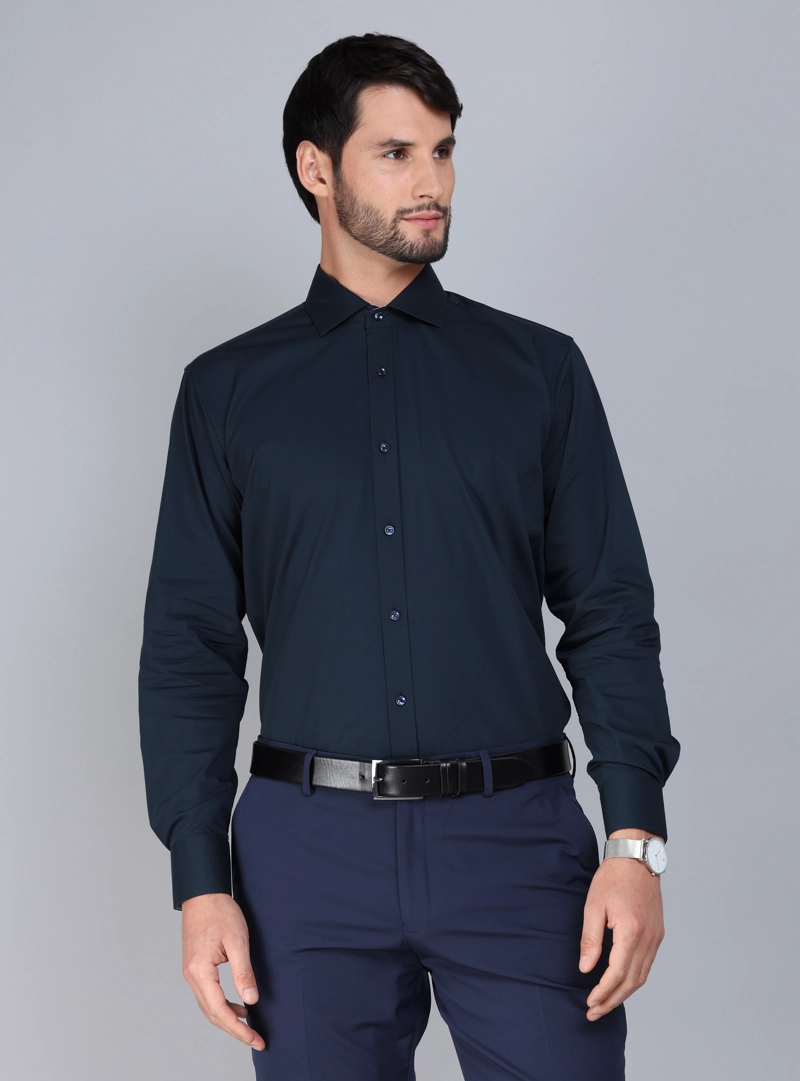 CAMISA FORMAL SPANDEX SLIM FIT AZUL MARINO ARROW - 1