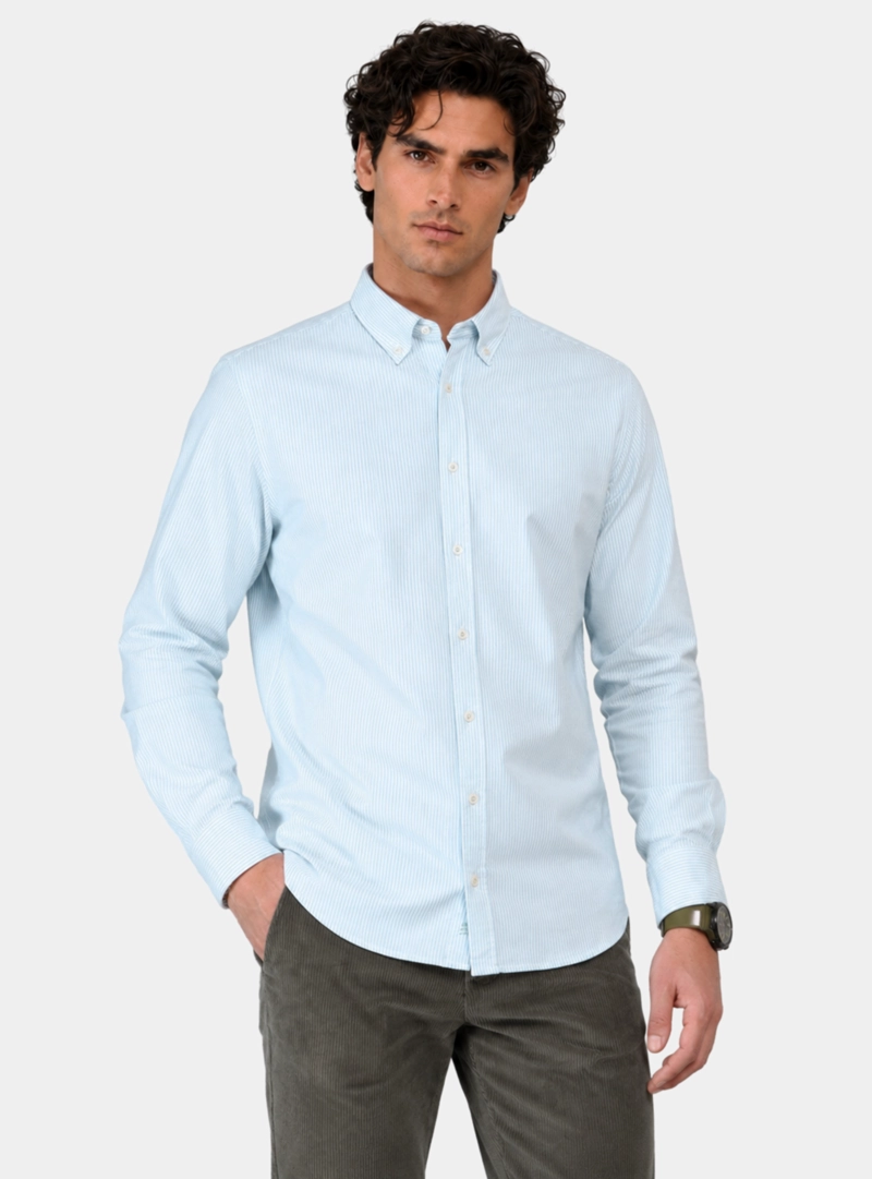CAMISA OXFORD SPANDEX REGULAR FIT VERDE ARROW - 1