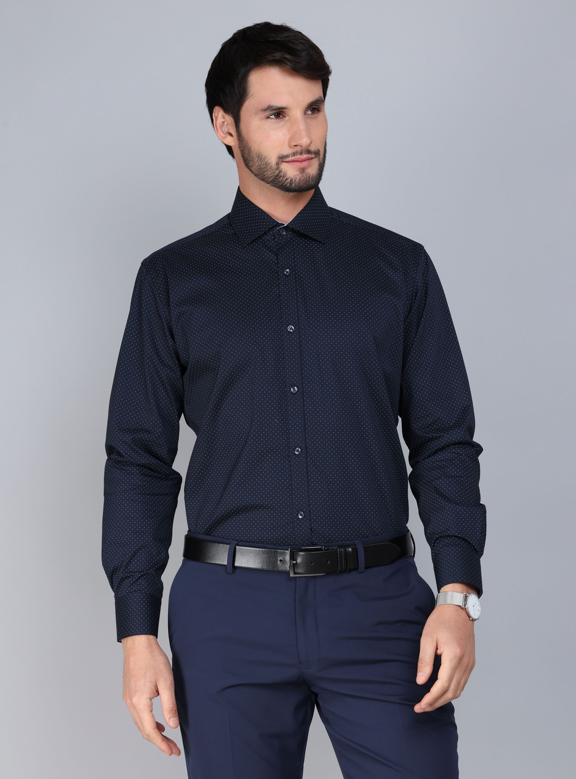 CAMISA FORMAL SPANDEX TAILORED FIT AZUL MARINO ARROW - 1