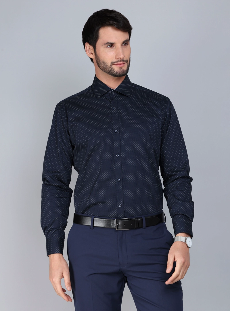 CAMISA FORMAL SPANDEX TAILORED FIT AZUL MARINO ARROW - 1
