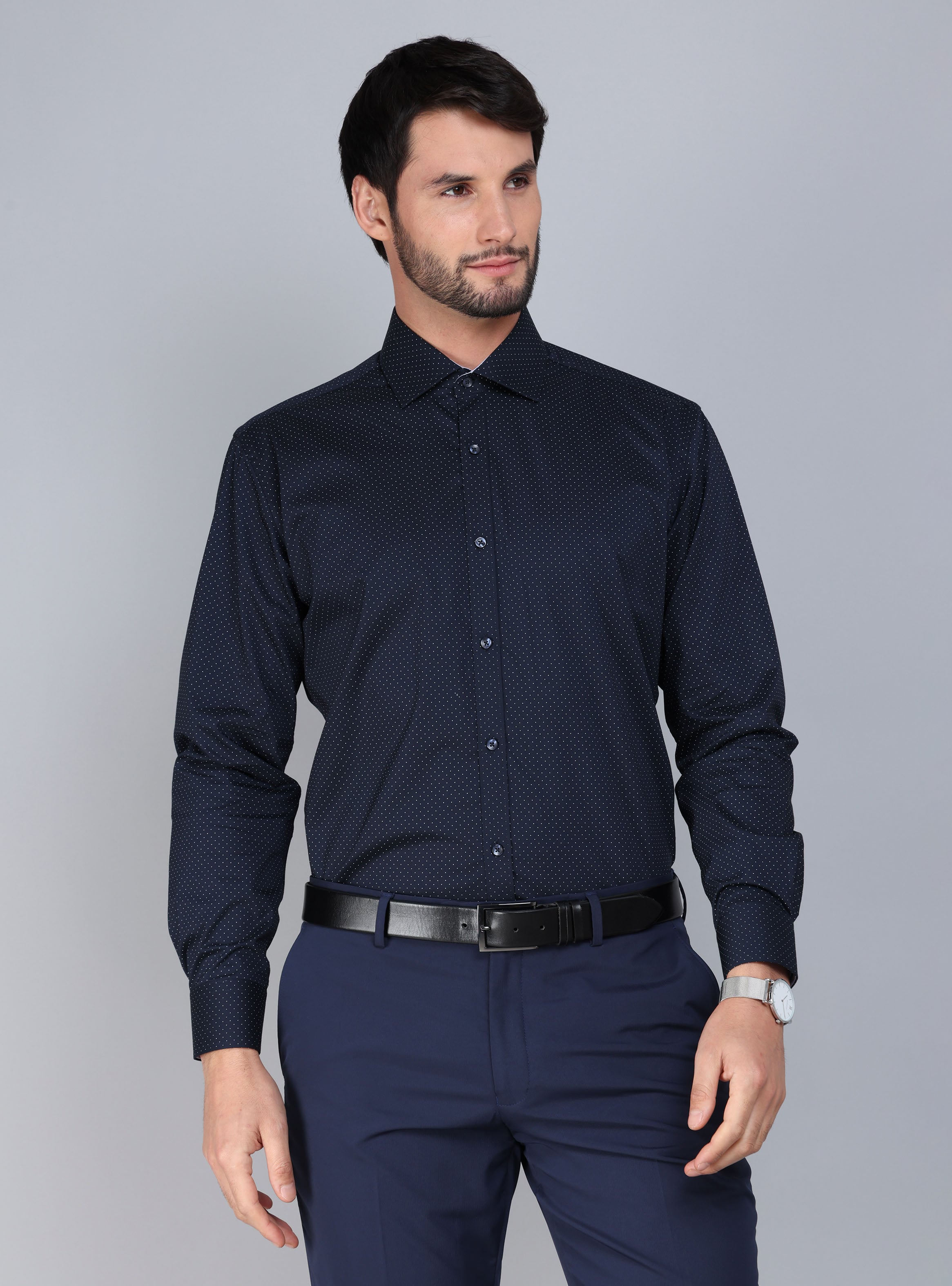 CAMISA FORMAL SPANDEX TAILORED FIT AZUL MARINO ARROW - 1