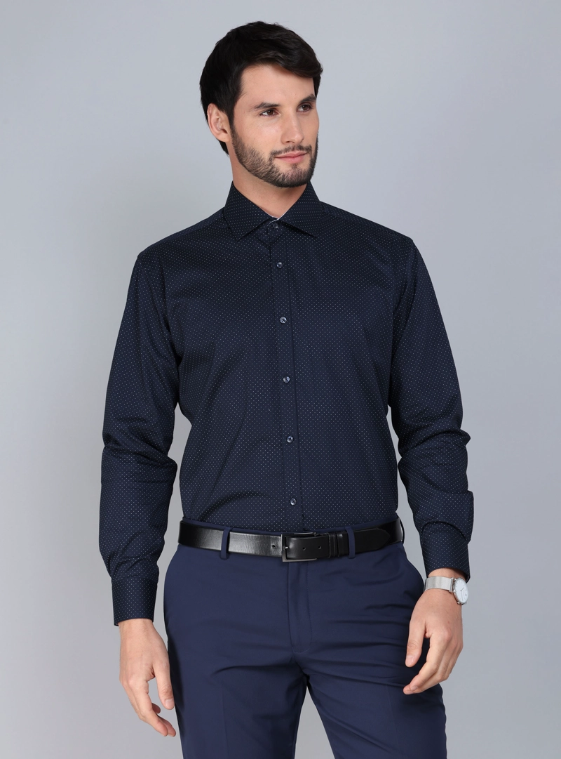 CAMISA FORMAL SPANDEX TAILORED FIT AZUL MARINO ARROW - 1