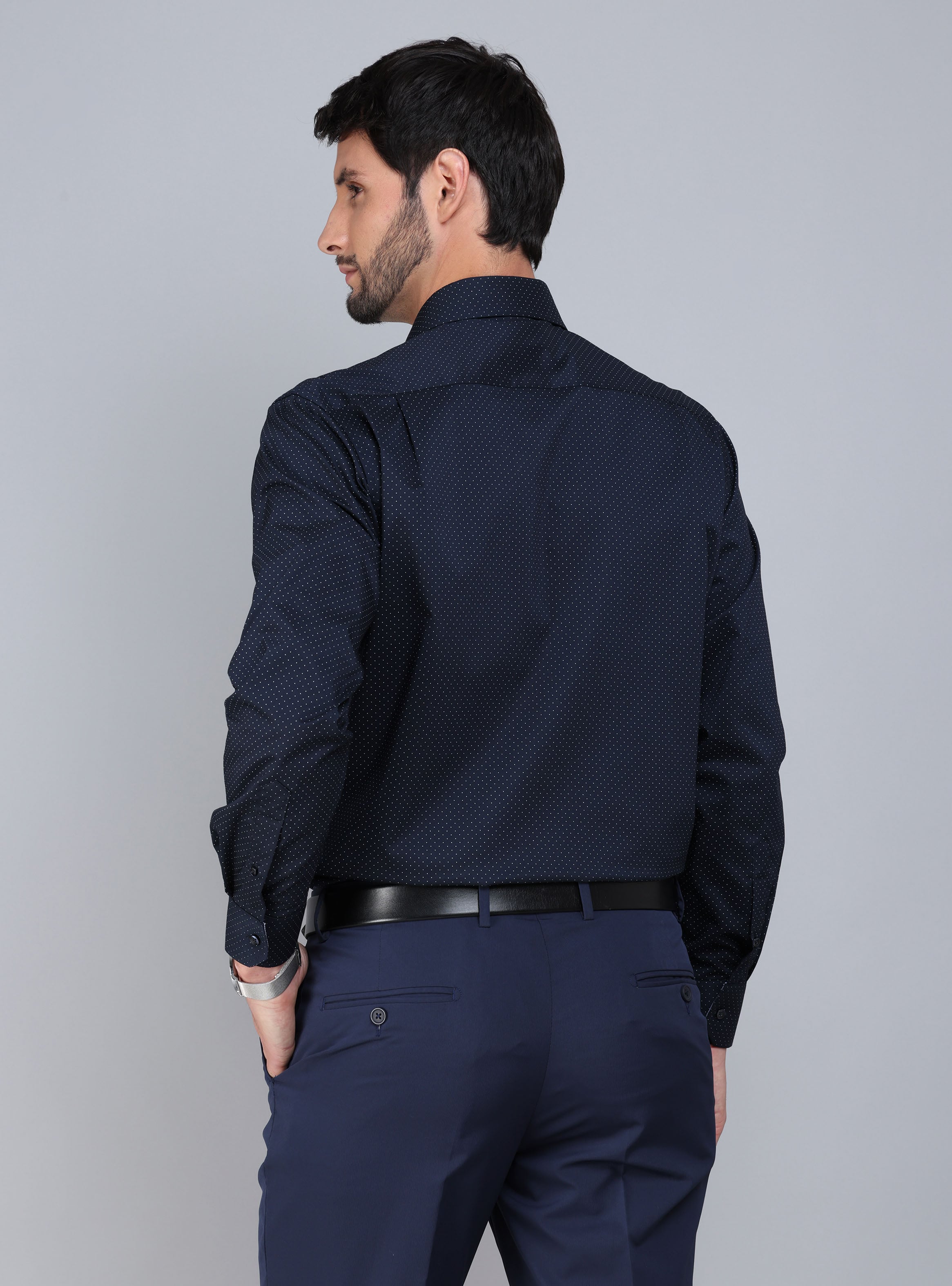 CAMISA FORMAL SPANDEX TAILORED FIT AZUL MARINO ARROW - 3