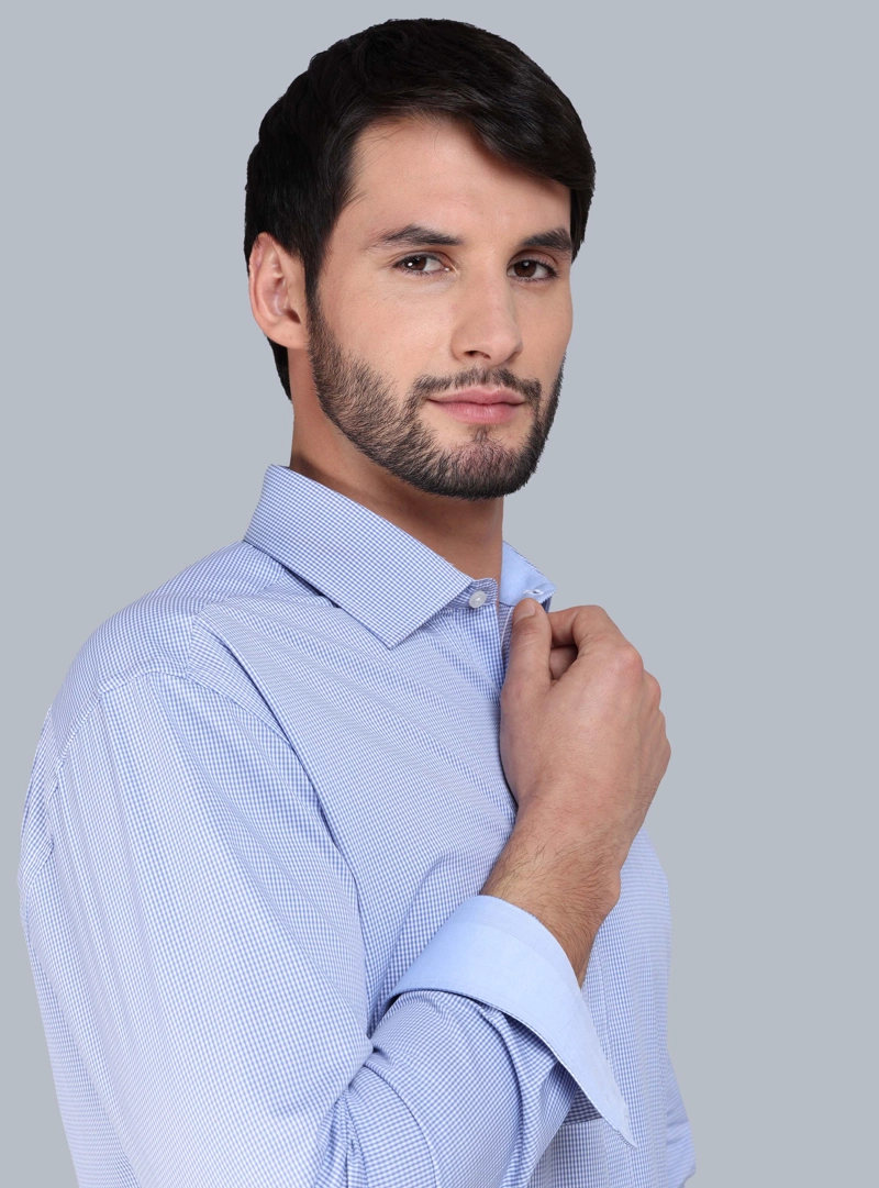 CAMISA FORMAL SPANDEX TAILORED FIT AZUL ARROW - 4
