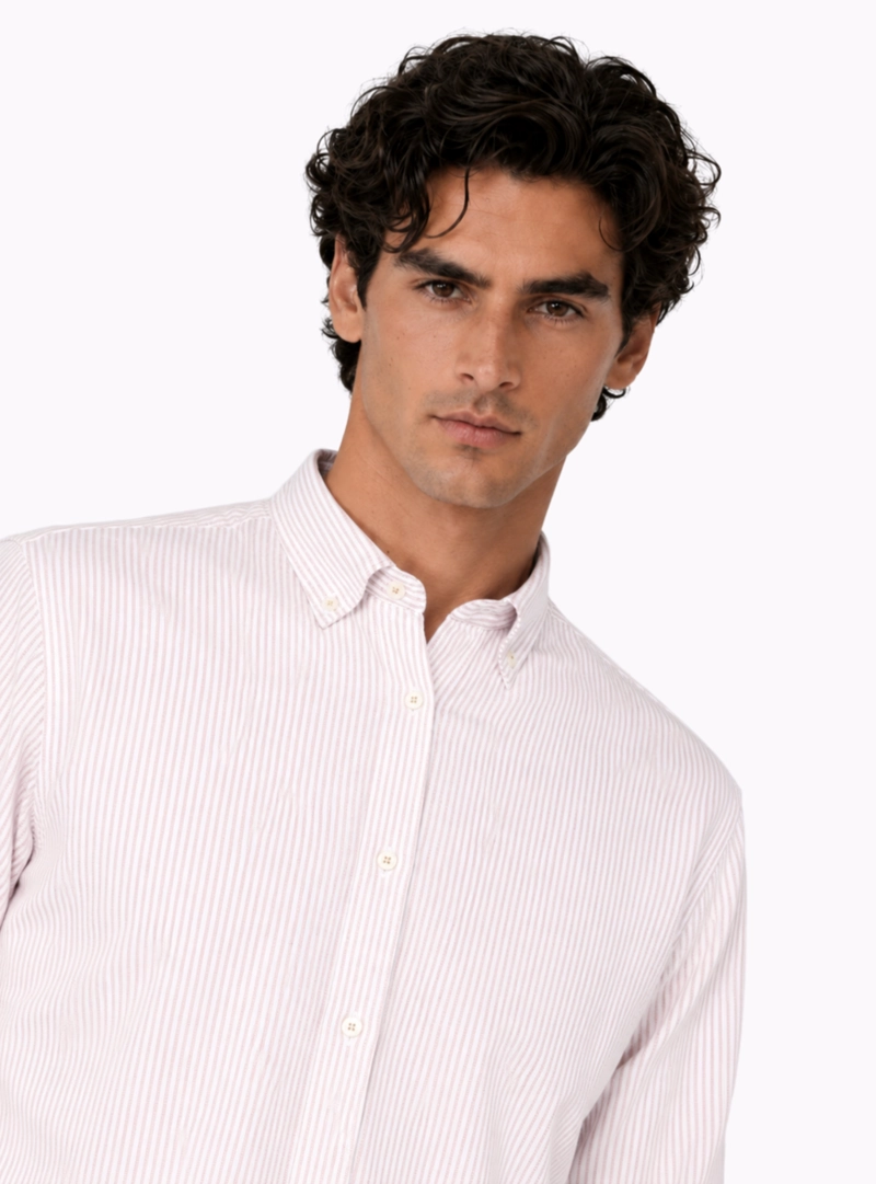 CAMISA OXFORD SPANDEX REGULAR FIT BEIGE ARROW - 3