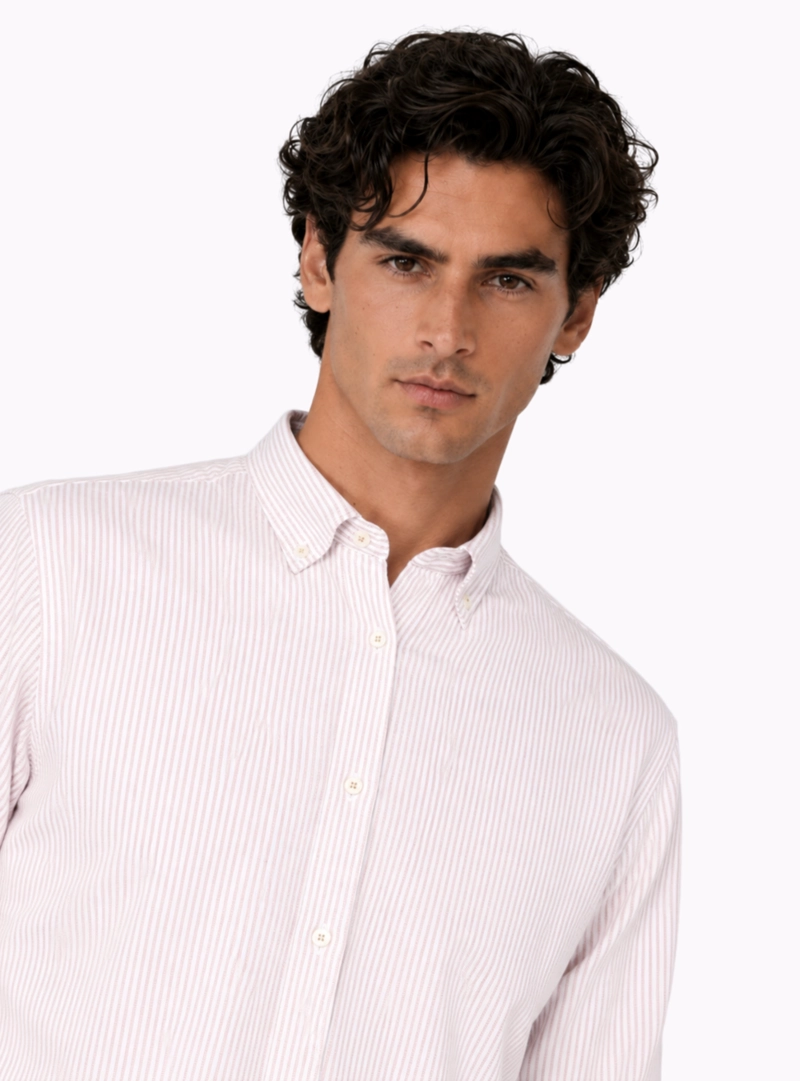 CAMISA OXFORD SPANDEX REGULAR FIT BEIGE ARROW - 3