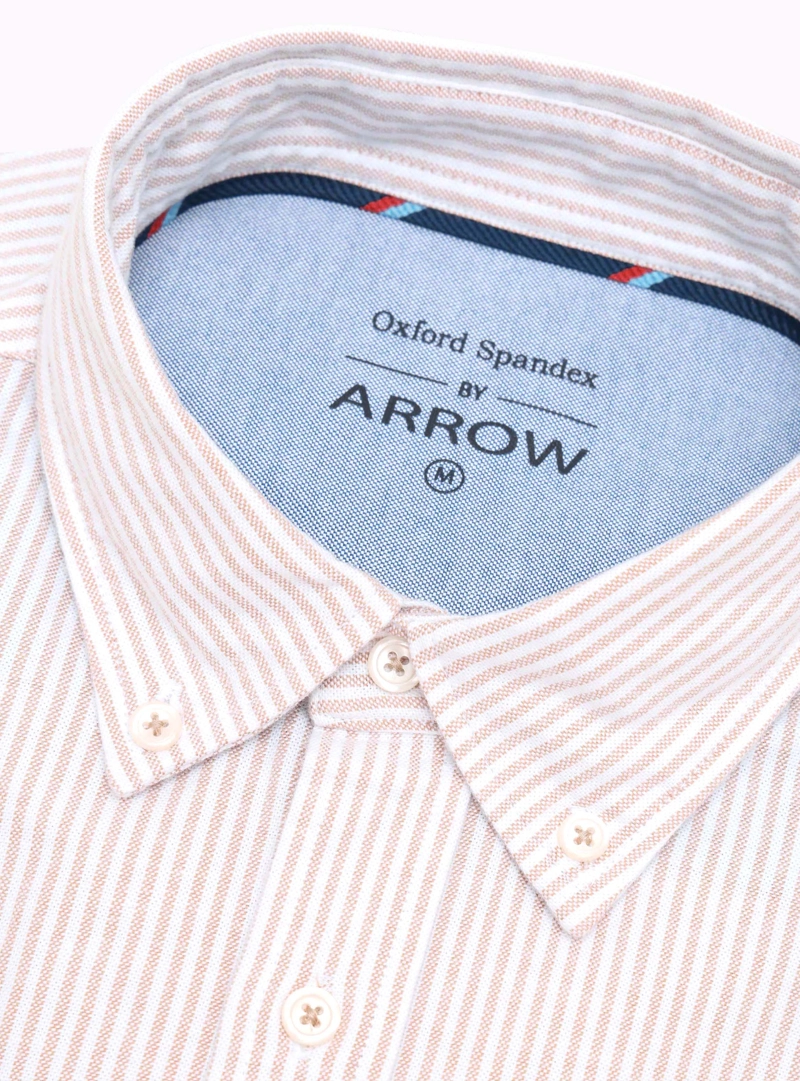 CAMISA OXFORD SPANDEX REGULAR FIT BEIGE ARROW - 5