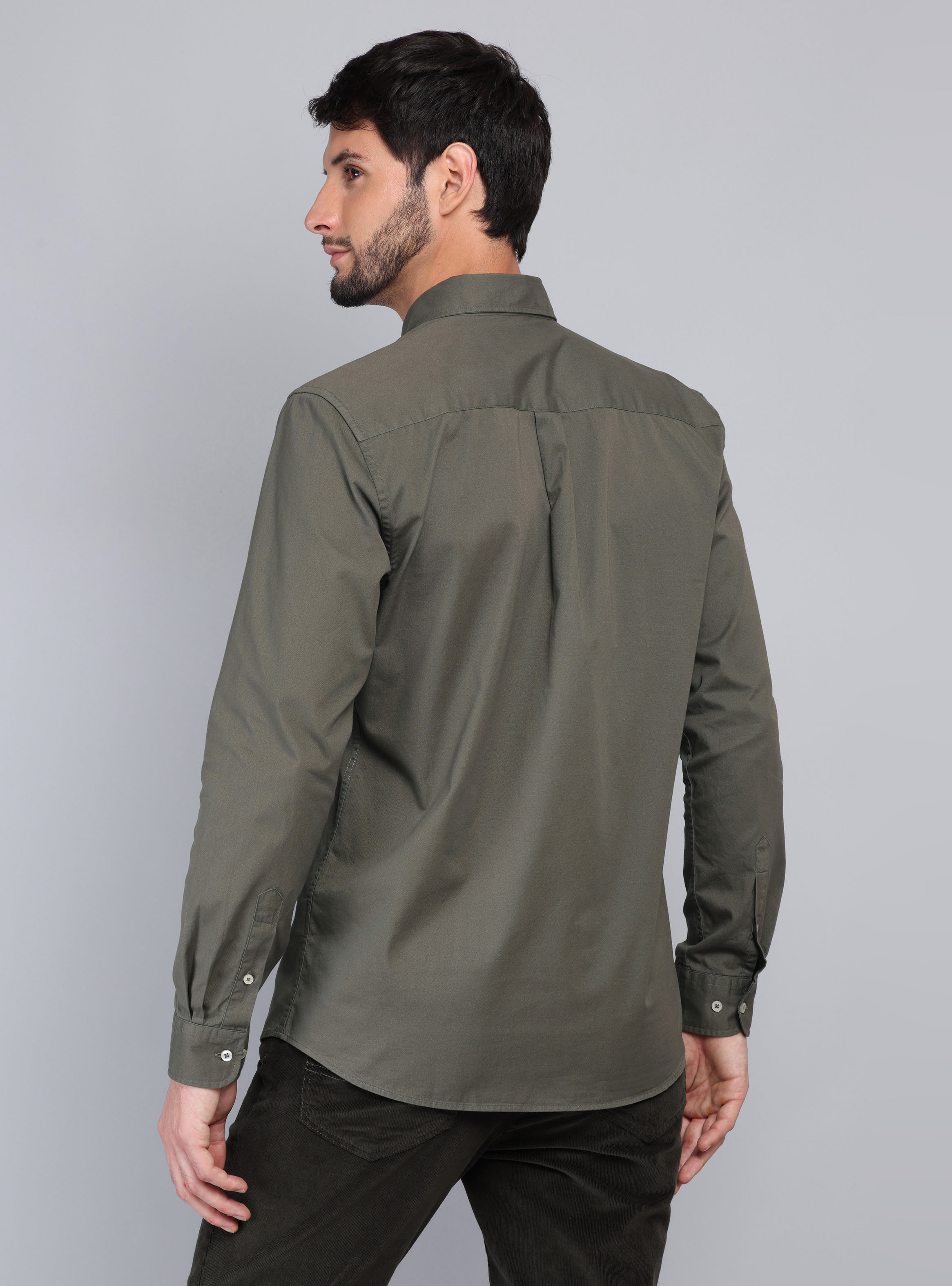 CAMISA LISA REGULAR FIT OLIVA ARROW - 2