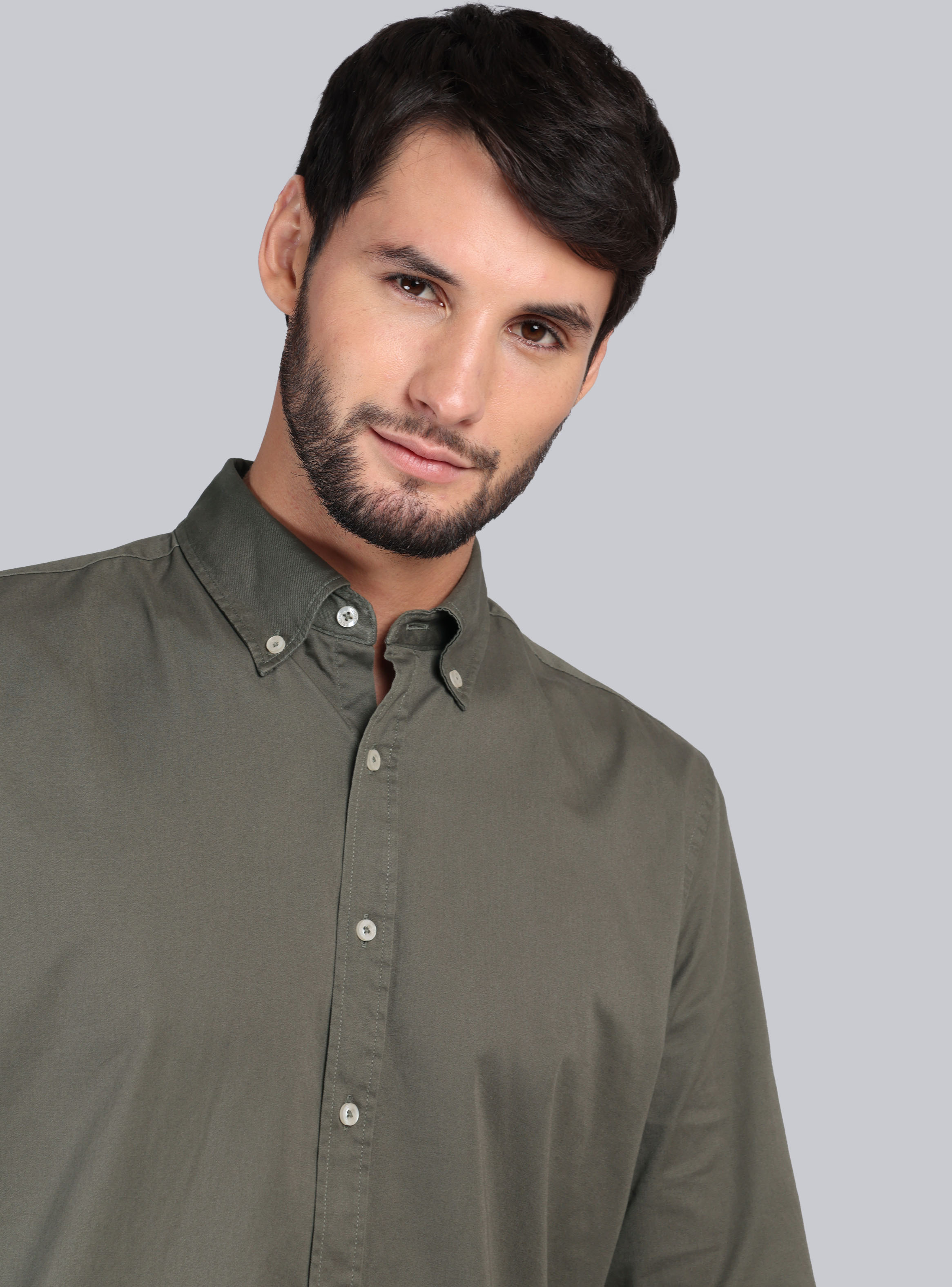 CAMISA LISA REGULAR FIT OLIVA ARROW - 3