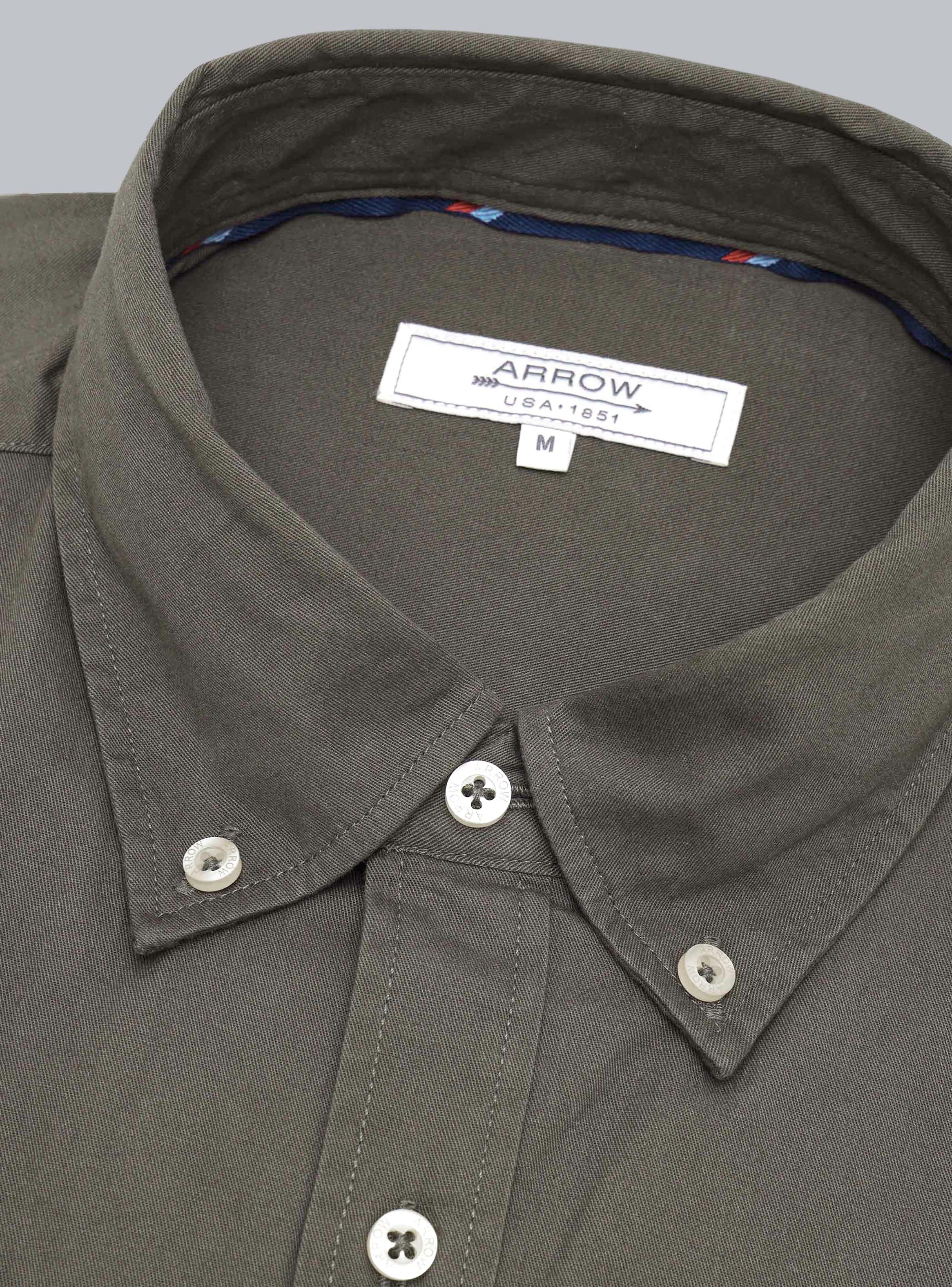 CAMISA LISA REGULAR FIT OLIVA ARROW - 5
