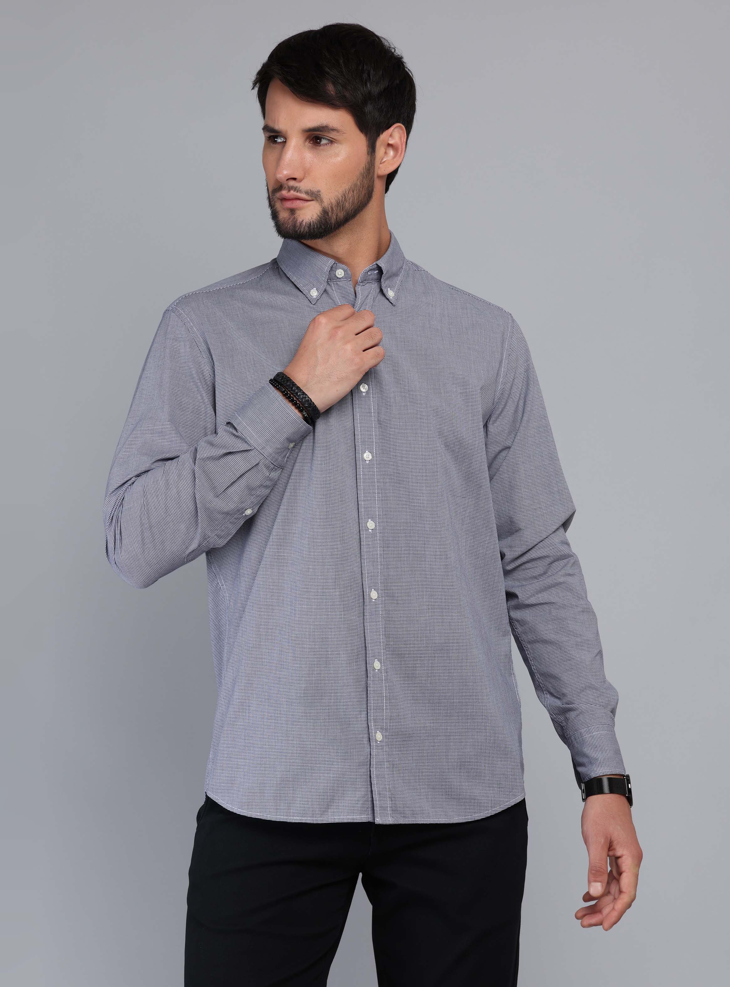 CAMISA FANTASIA REGULAR FIT AZUL MARINO ARROW - 1