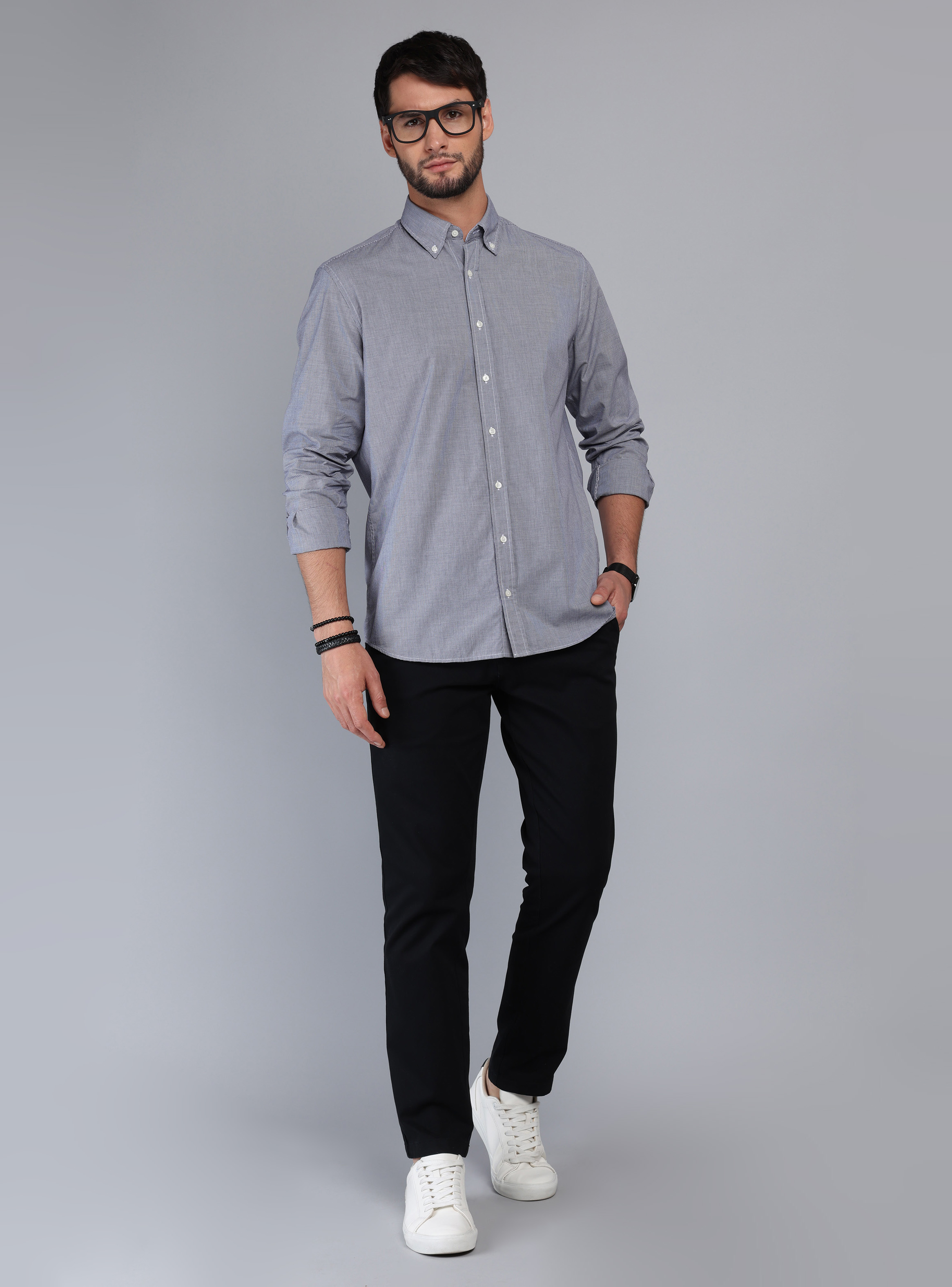 CAMISA FANTASIA REGULAR FIT AZUL MARINO ARROW - 4