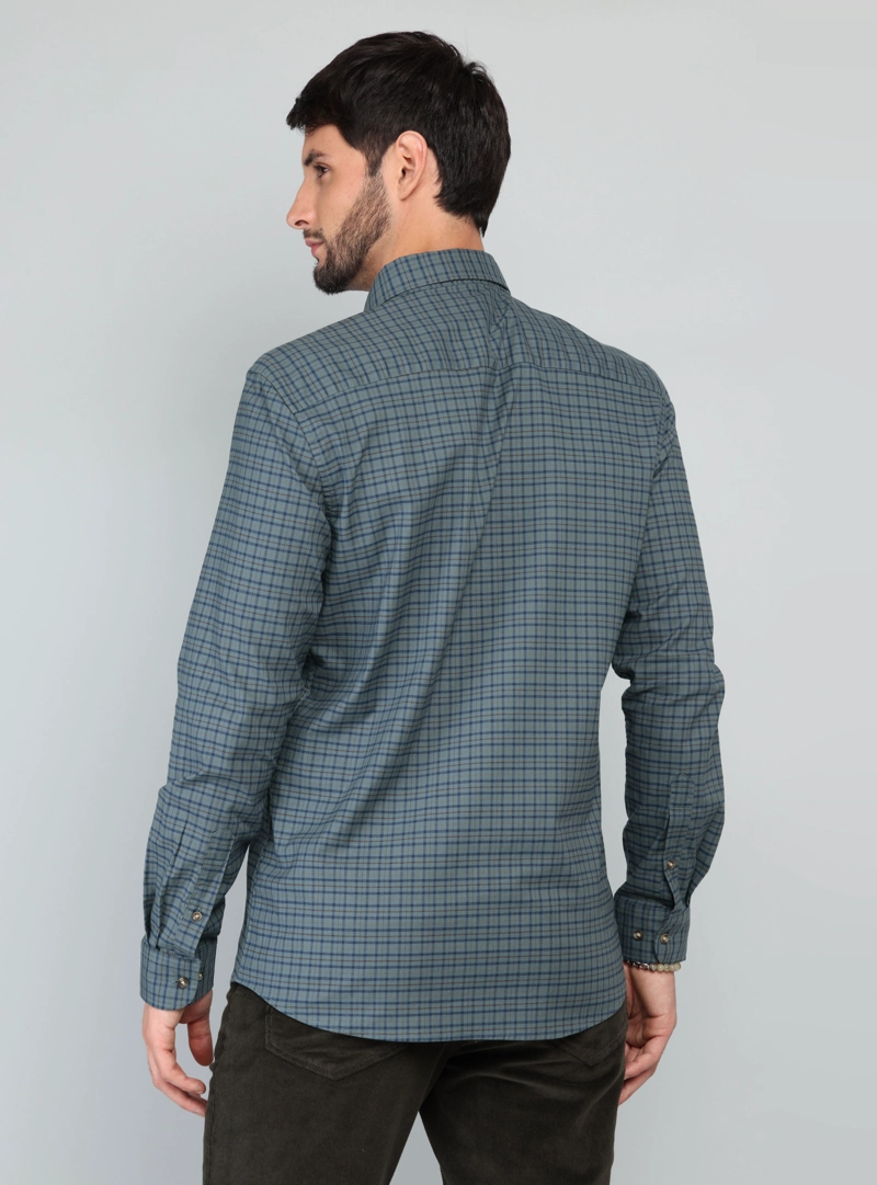 CAMISA A CUADROS SPANDEX REGULAR FIT VERDE ARROW - 2
