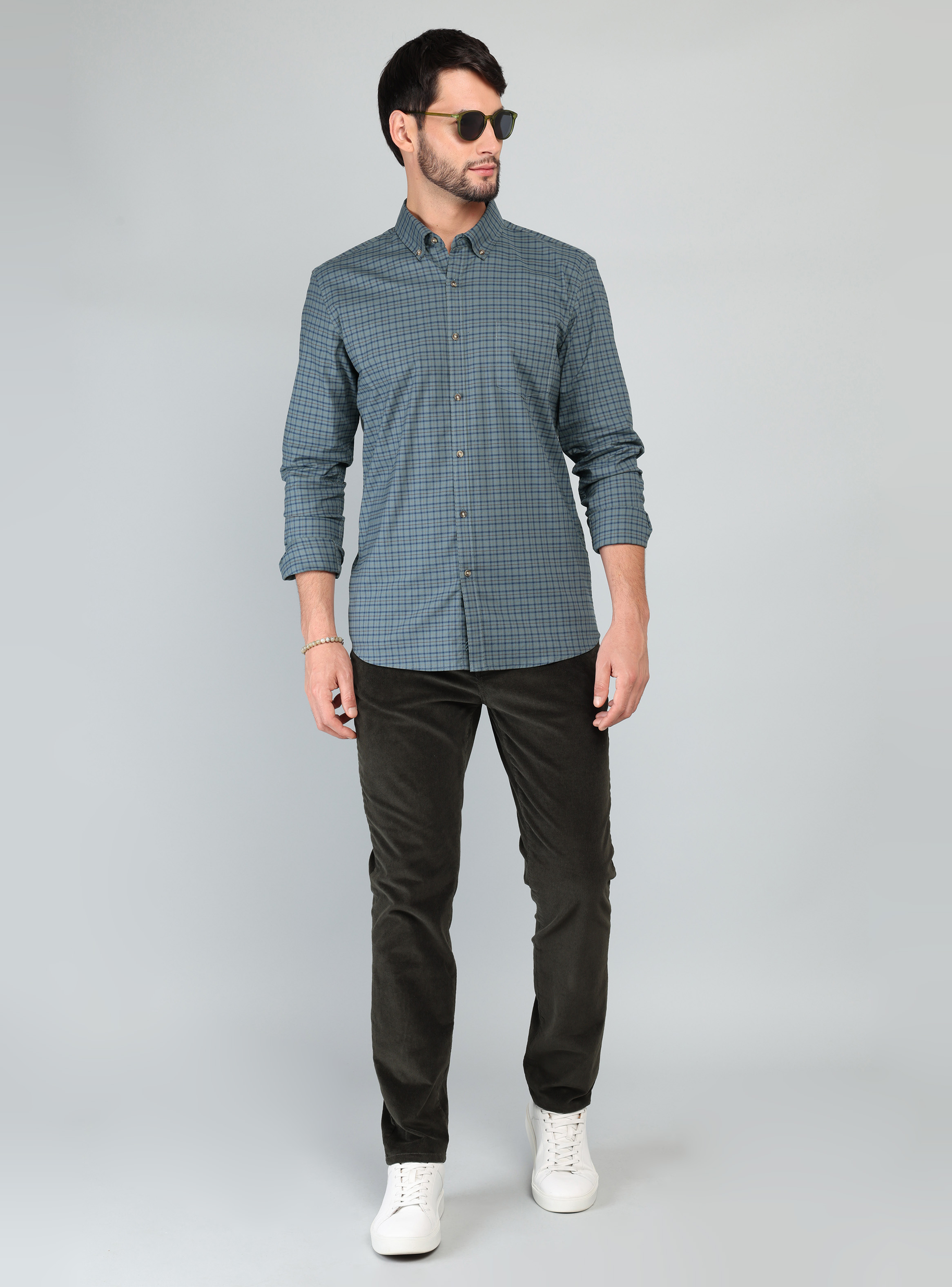 CAMISA A CUADROS SPANDEX REGULAR FIT VERDE ARROW - 4