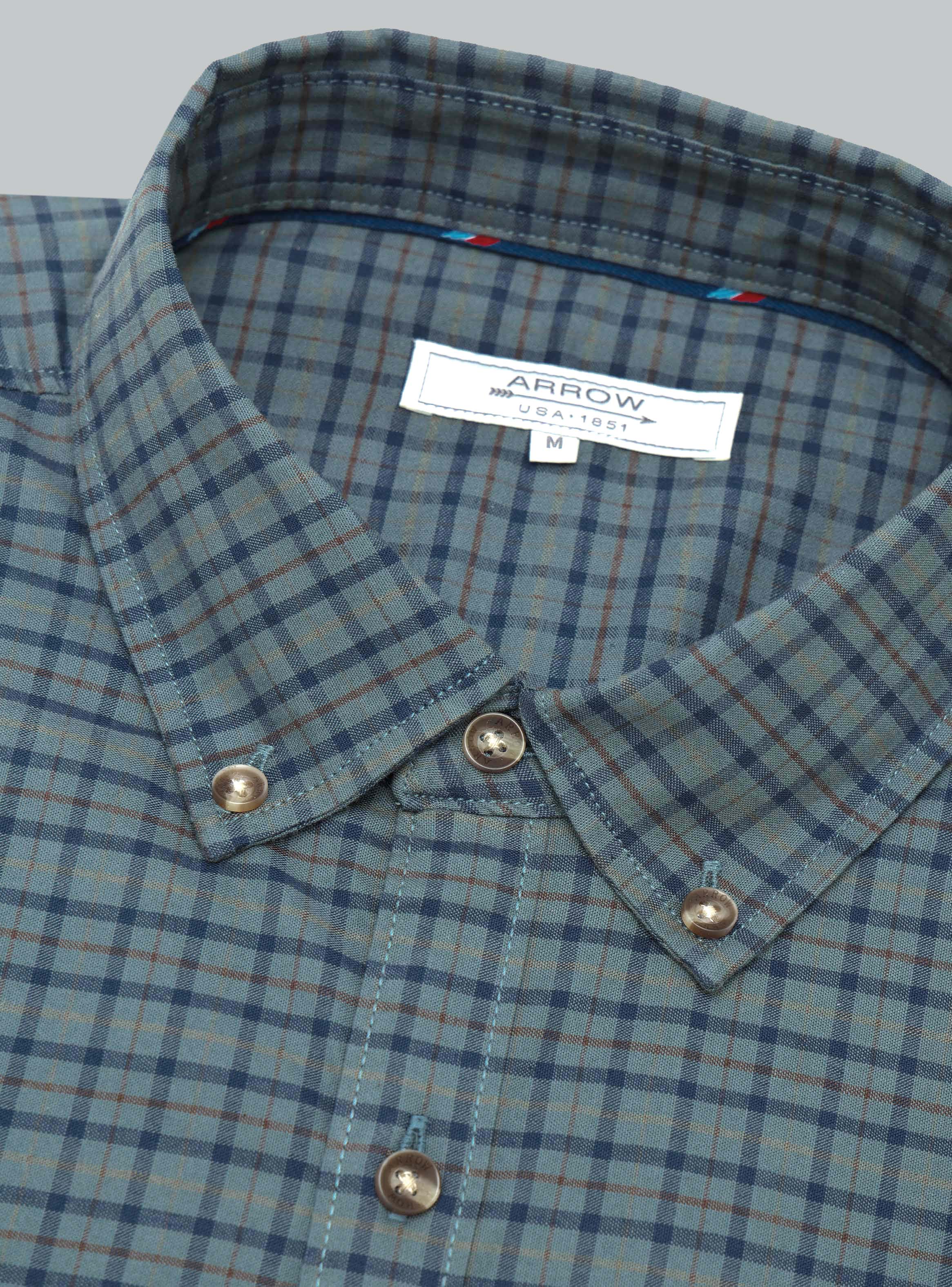 CAMISA A CUADROS SPANDEX REGULAR FIT VERDE ARROW - 6