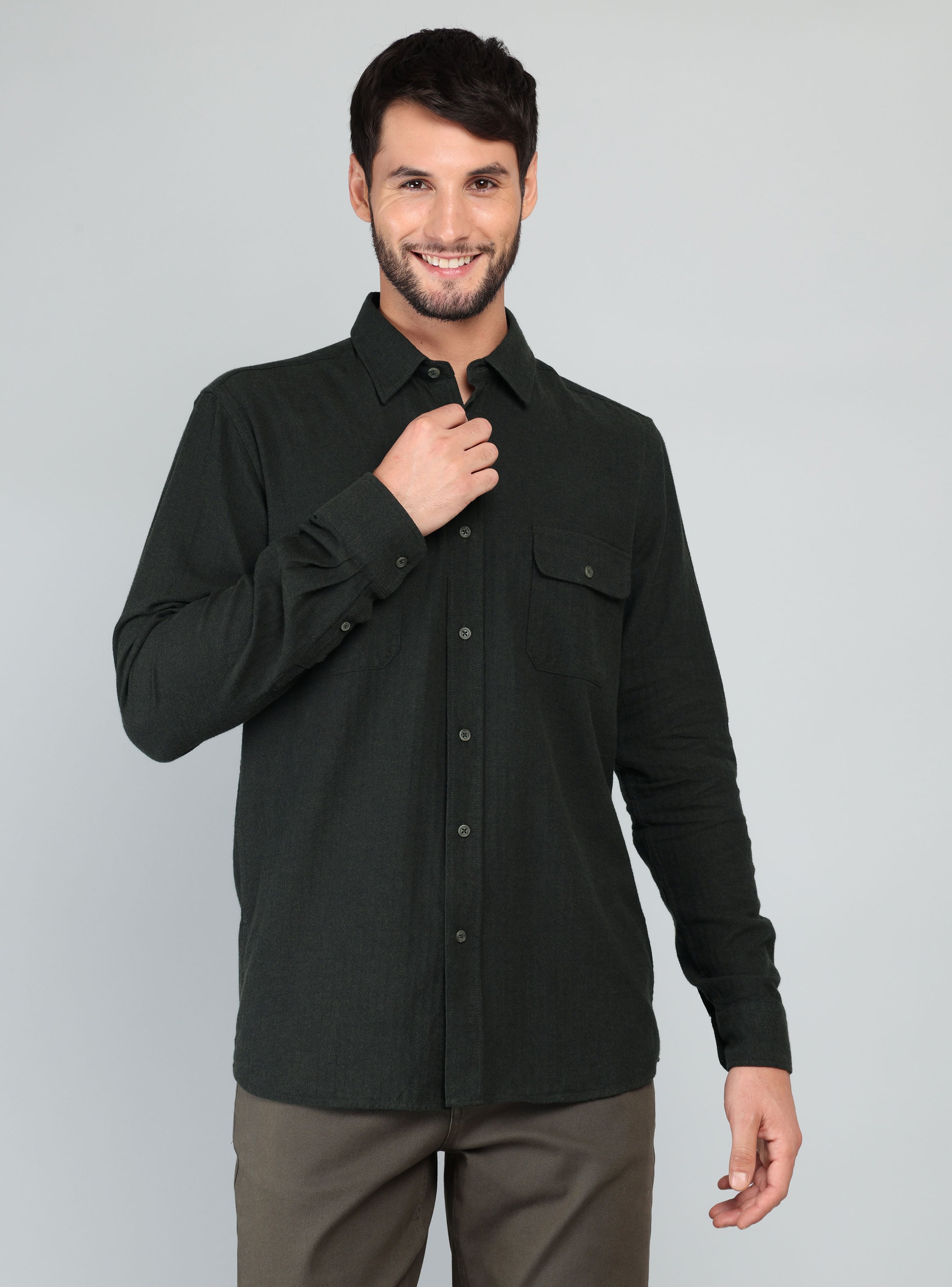 CAMISA TEXTURADA REGULAR FIT VERDE ARROW - 1
