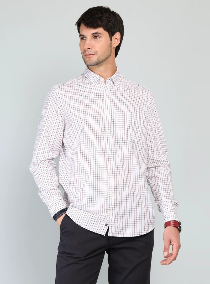 CAMISA A CUADROS REGULAR FIT ROJO ARROW - 1