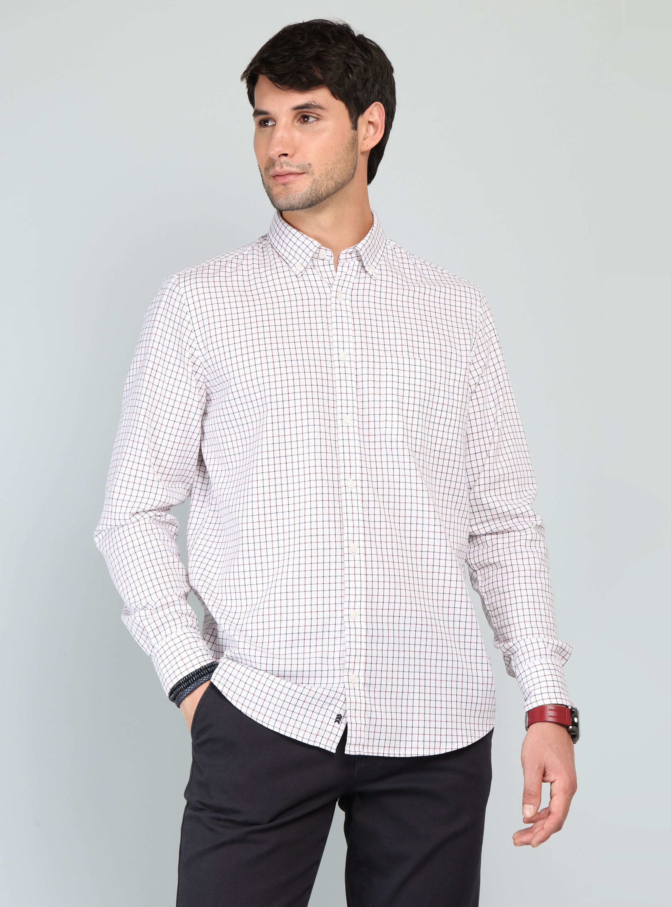 CAMISA A CUADROS REGULAR FIT ROJO ARROW - 1
