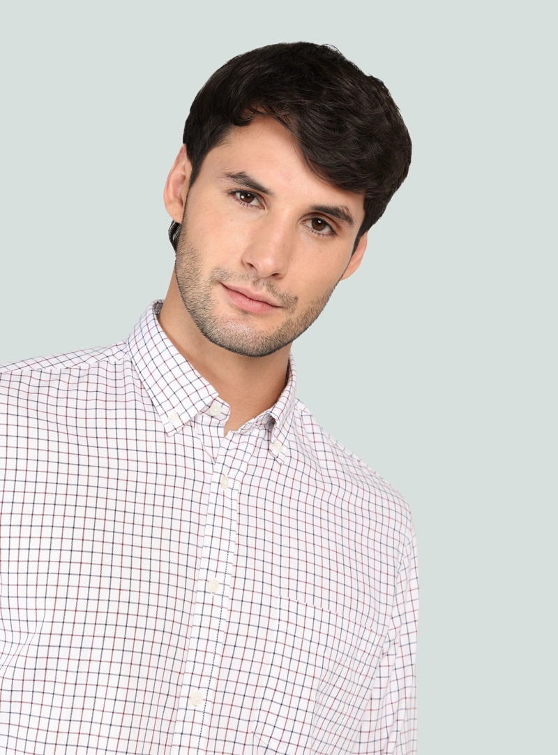 CAMISA A CUADROS REGULAR FIT ROJO ARROW - 3