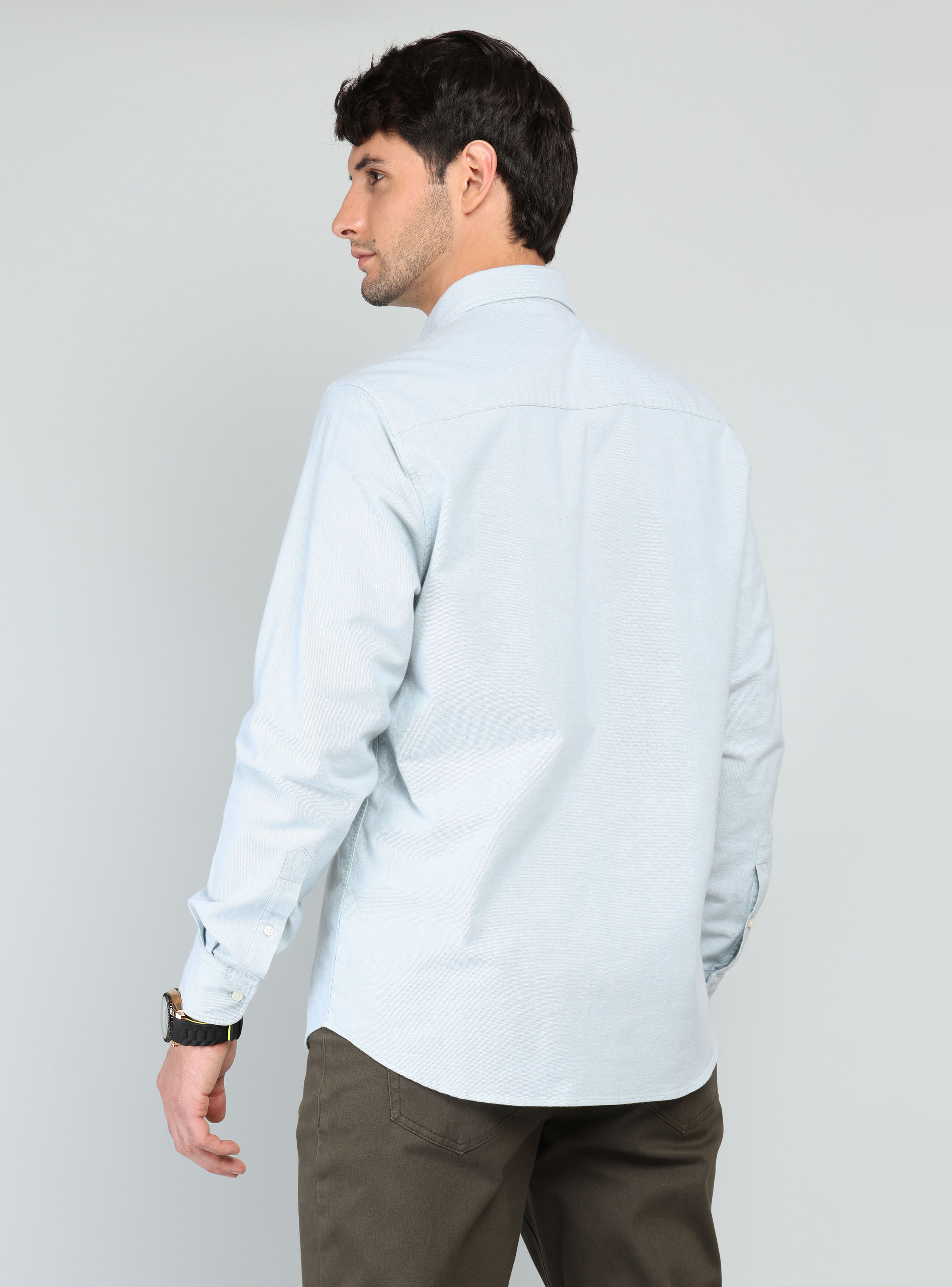 CAMISA OXFORD SPANDEX REGULAR FIT VERDE ARROW - 2