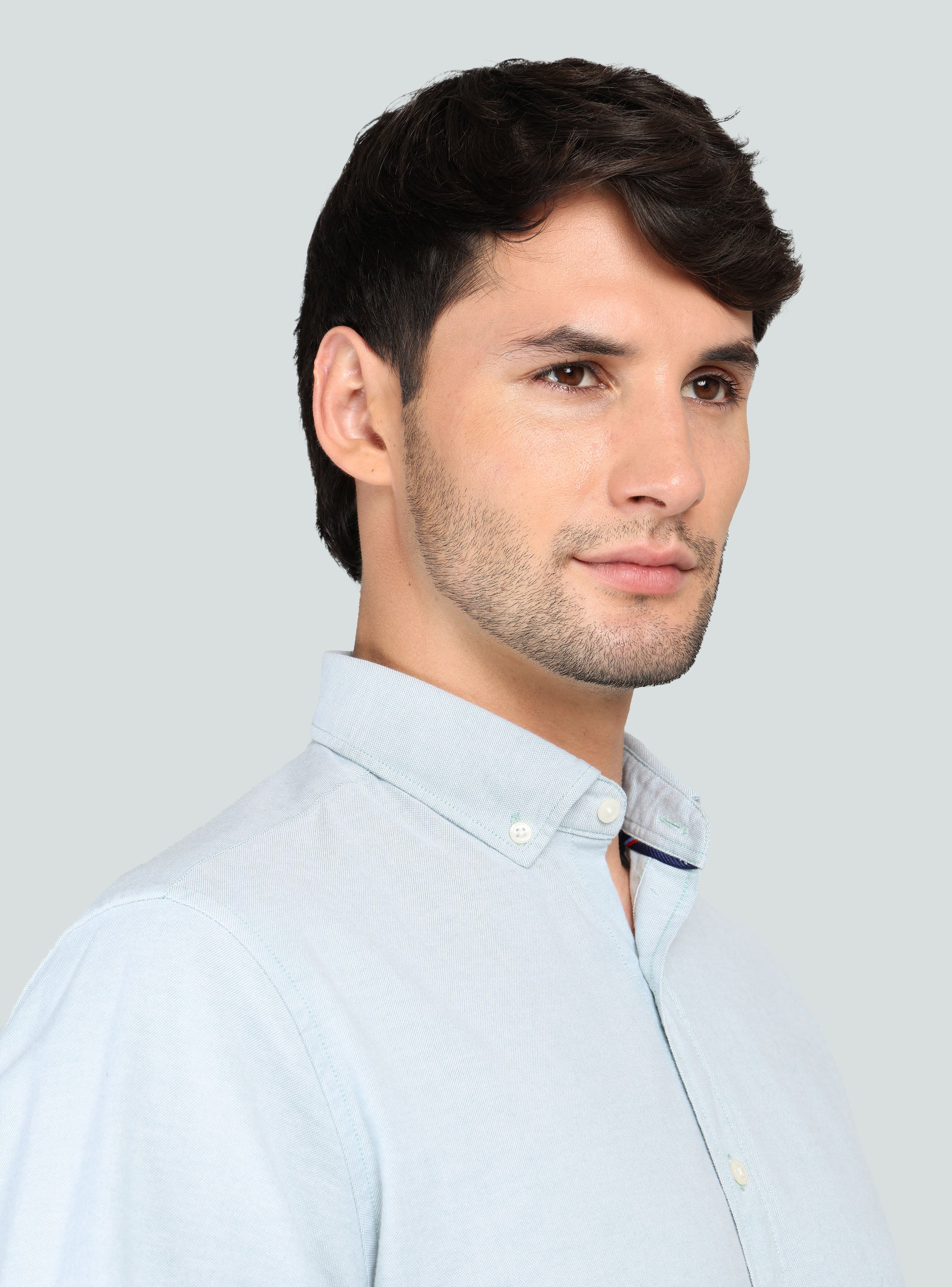 CAMISA OXFORD SPANDEX REGULAR FIT VERDE ARROW - 3