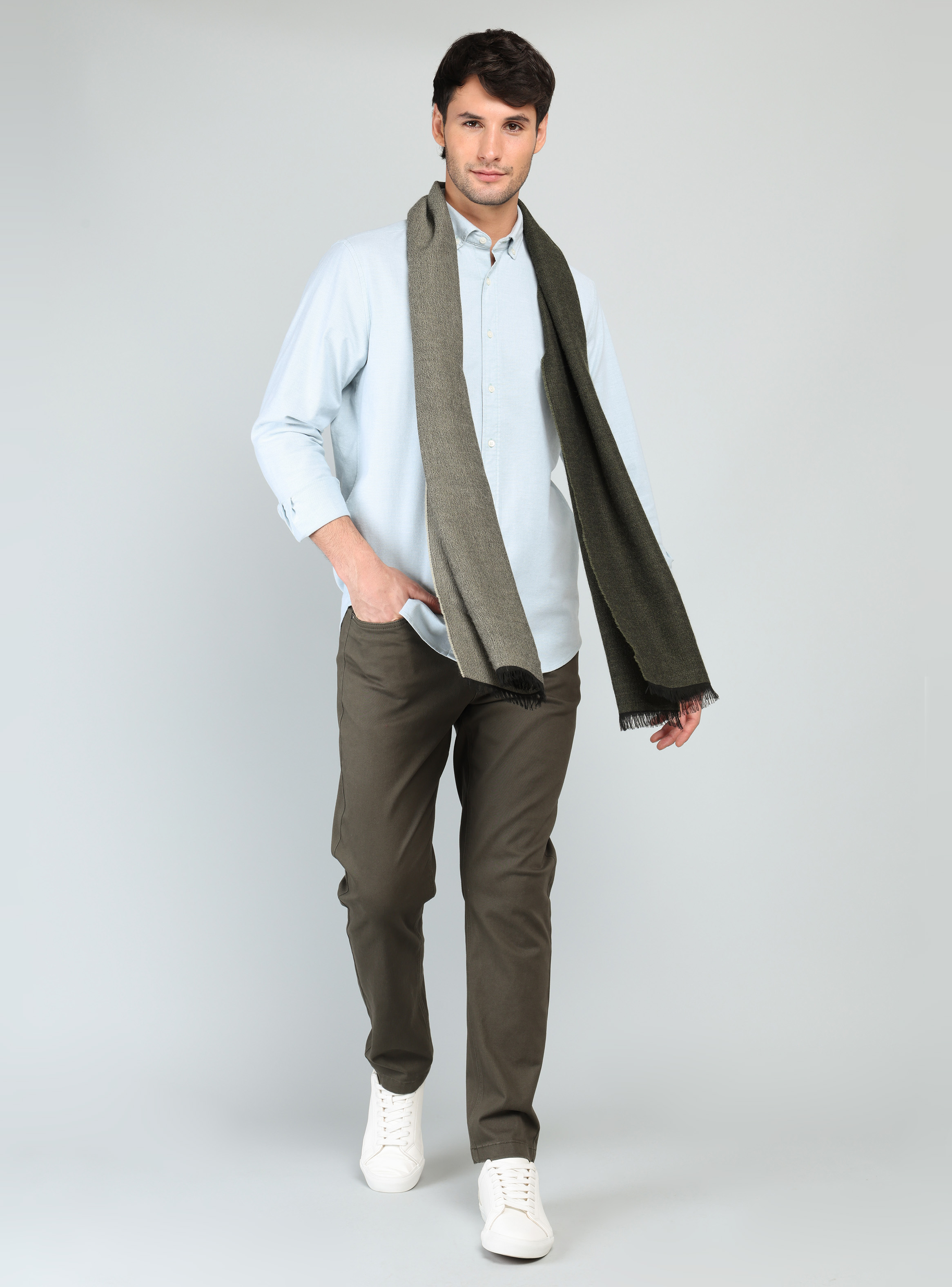CAMISA OXFORD SPANDEX REGULAR FIT VERDE ARROW - 4