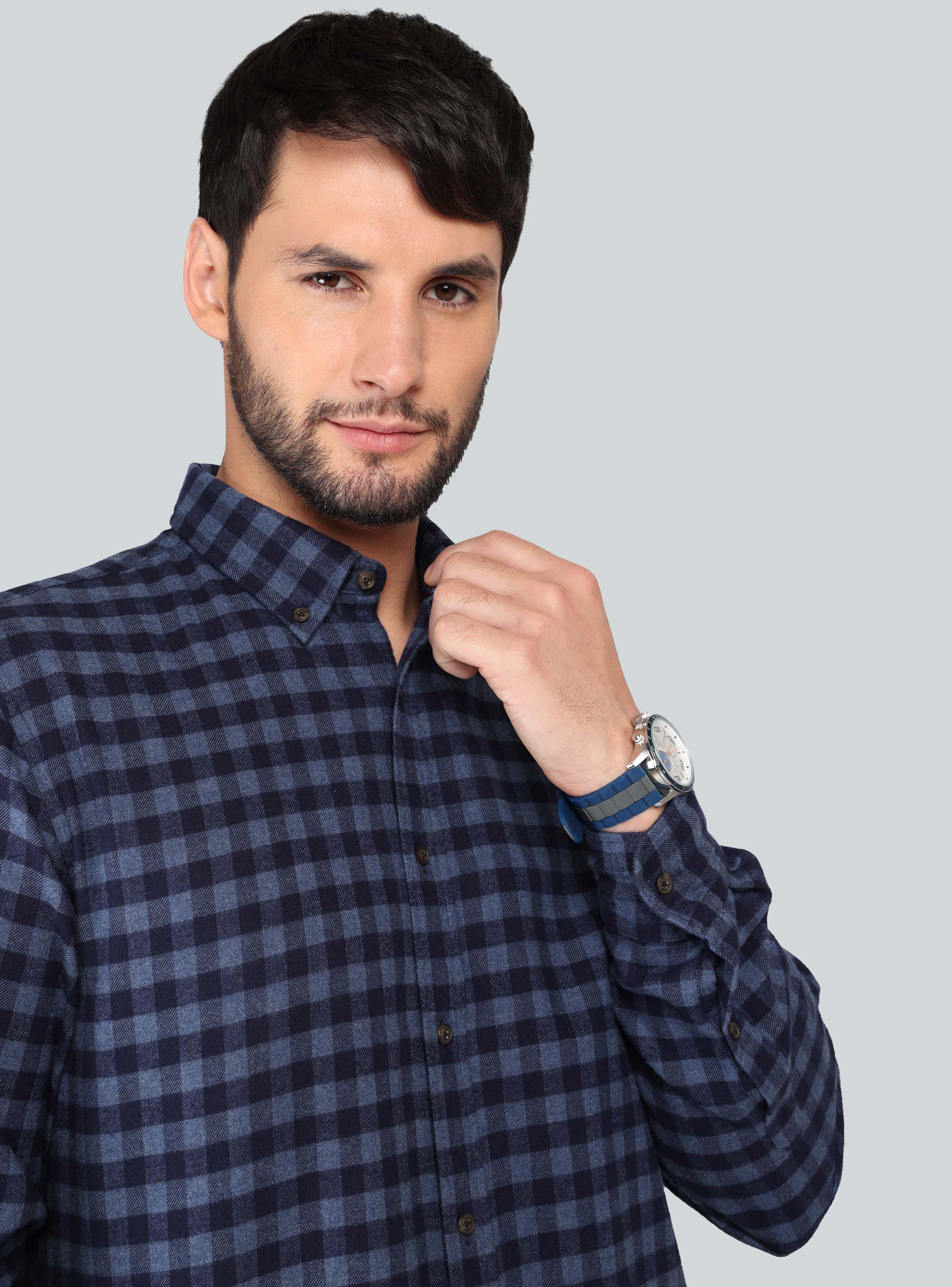 CAMISA A CUADROS REGULAR FIT AZUL ARROW - 3