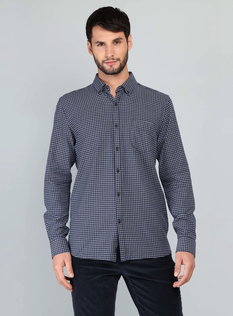 CAMISA A CUADROS REGULAR FIT AZUL MARINO ARROW - 1