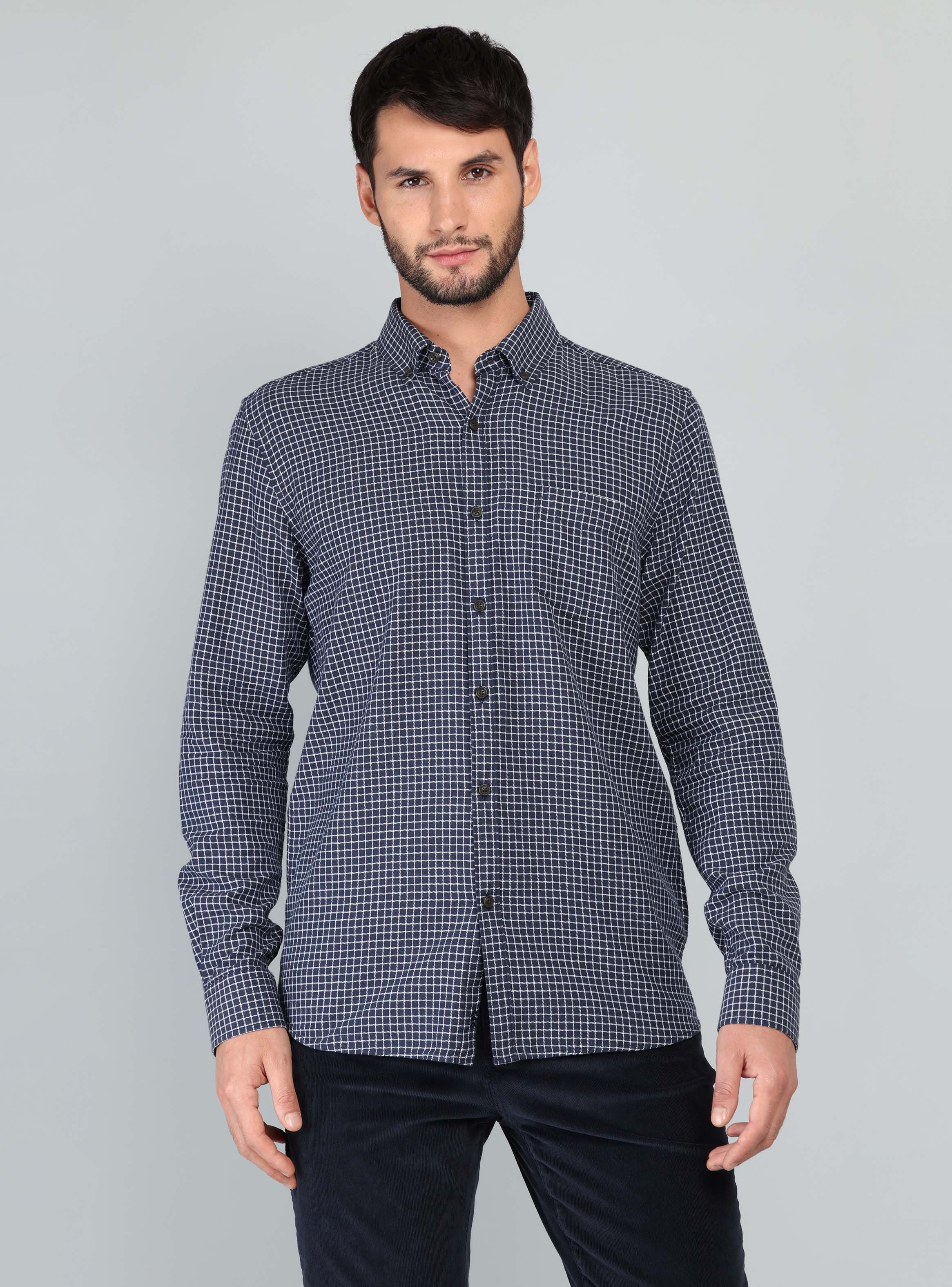 CAMISA A CUADROS REGULAR FIT AZUL MARINO ARROW - 1
