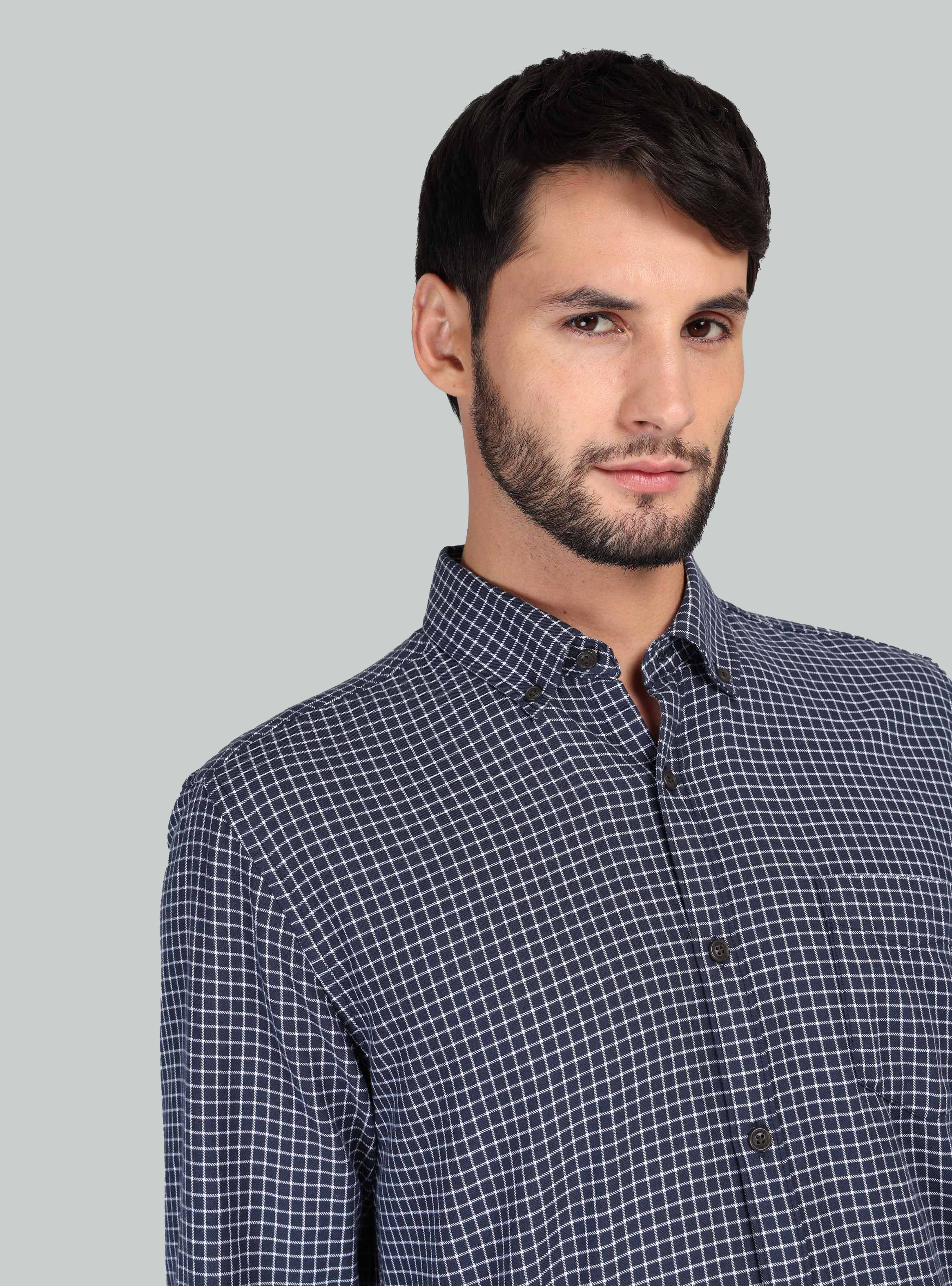 CAMISA A CUADROS REGULAR FIT AZUL MARINO ARROW - 3