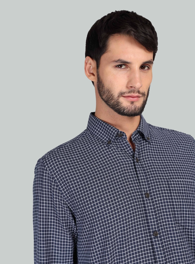 CAMISA A CUADROS REGULAR FIT AZUL MARINO ARROW - 3