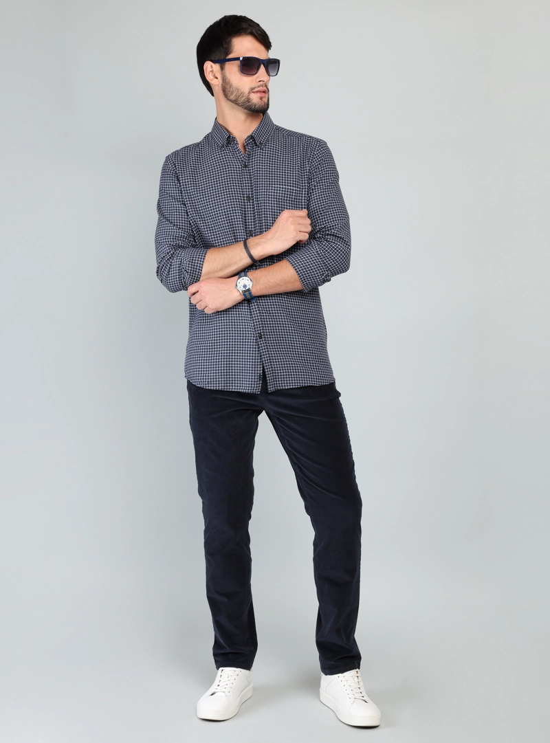 CAMISA A CUADROS REGULAR FIT AZUL MARINO ARROW - 4