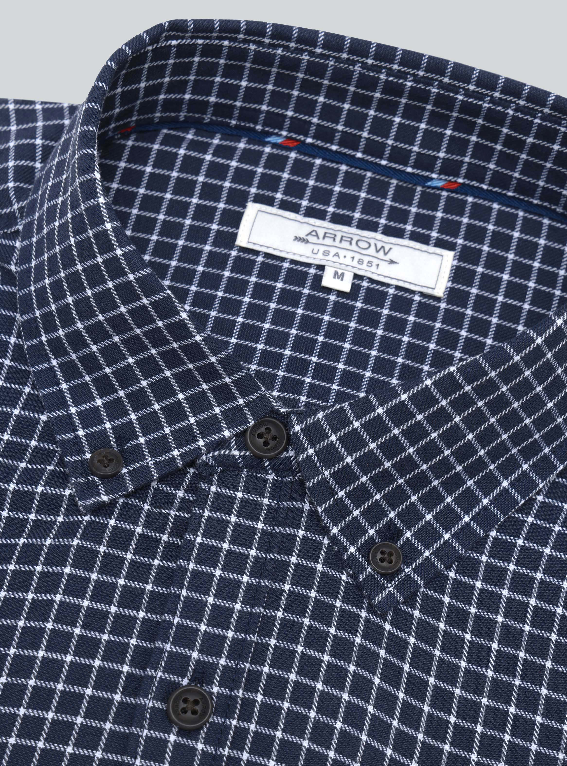 CAMISA A CUADROS REGULAR FIT AZUL MARINO ARROW - 5