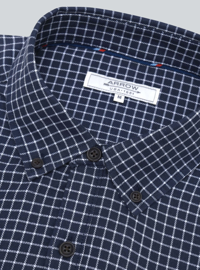CAMISA A CUADROS REGULAR FIT AZUL MARINO ARROW - 5