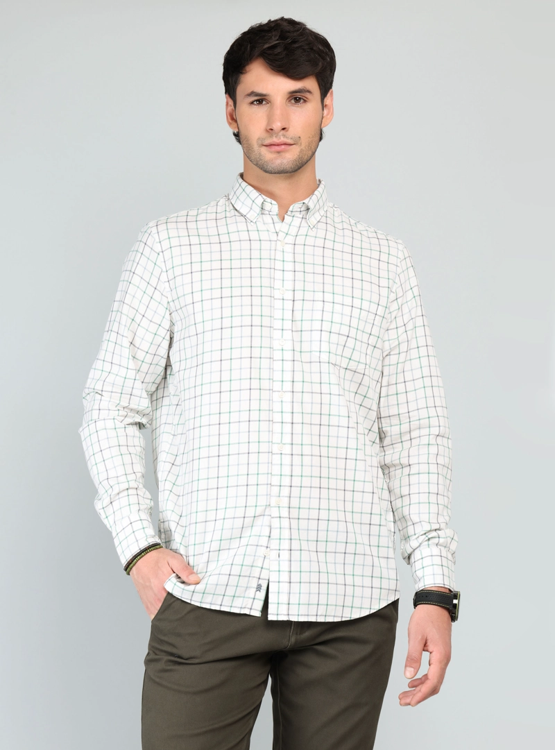 CAMISA A CUADROS REGULAR FIT VERDE ARROW - 1